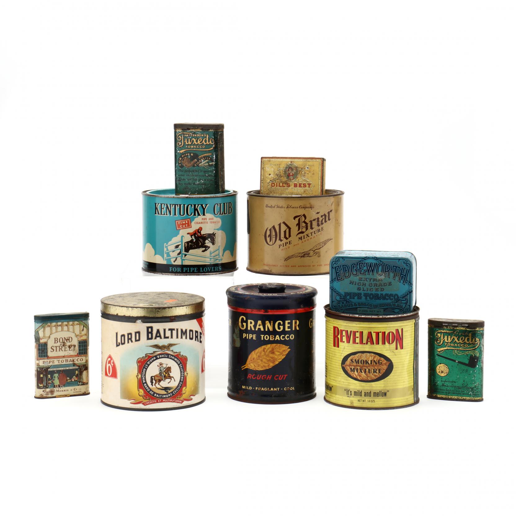antique tobacco tins A Group of (10) Vintage Pipe Tobacco Tins (Lot 1038