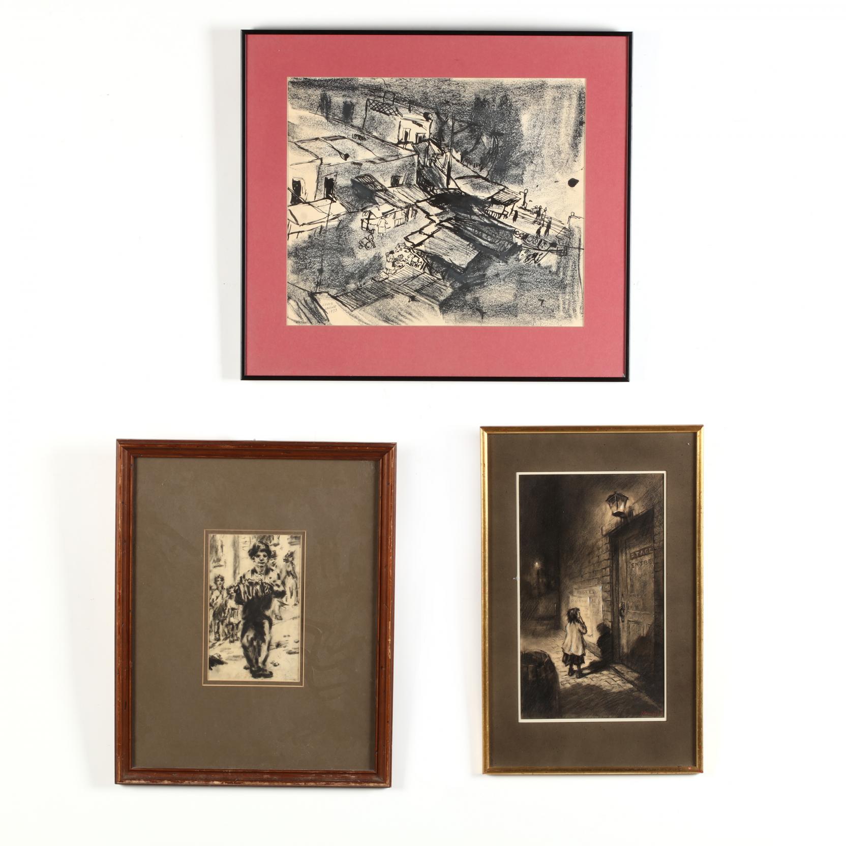 three-black-white-sketches-of-street-scenes-in-new-york-and-philadelphia
