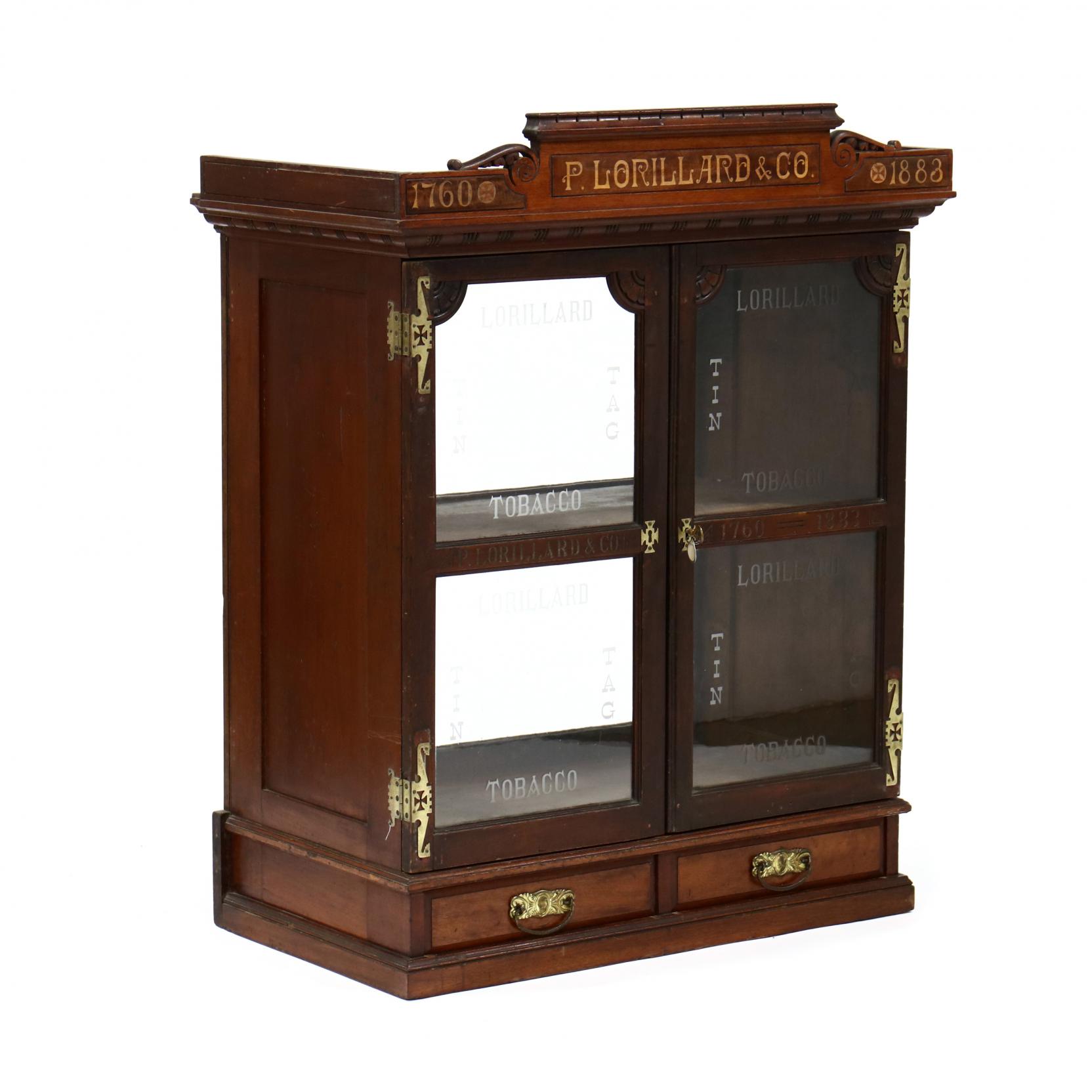 P. Lorillard & Co., Inlaid Victorian Counter-Top Tobacco Display Cabinet  (Lot 1009
