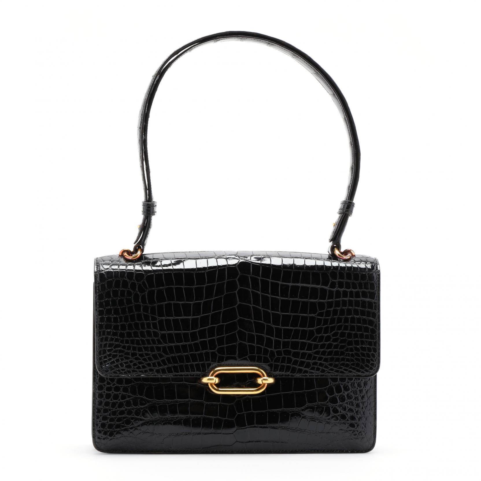 Vintage Black Porosus Crocodile Top Handle Bag Hermes Lot 140 Important Fall AuctionSep 21 2019 10 00am