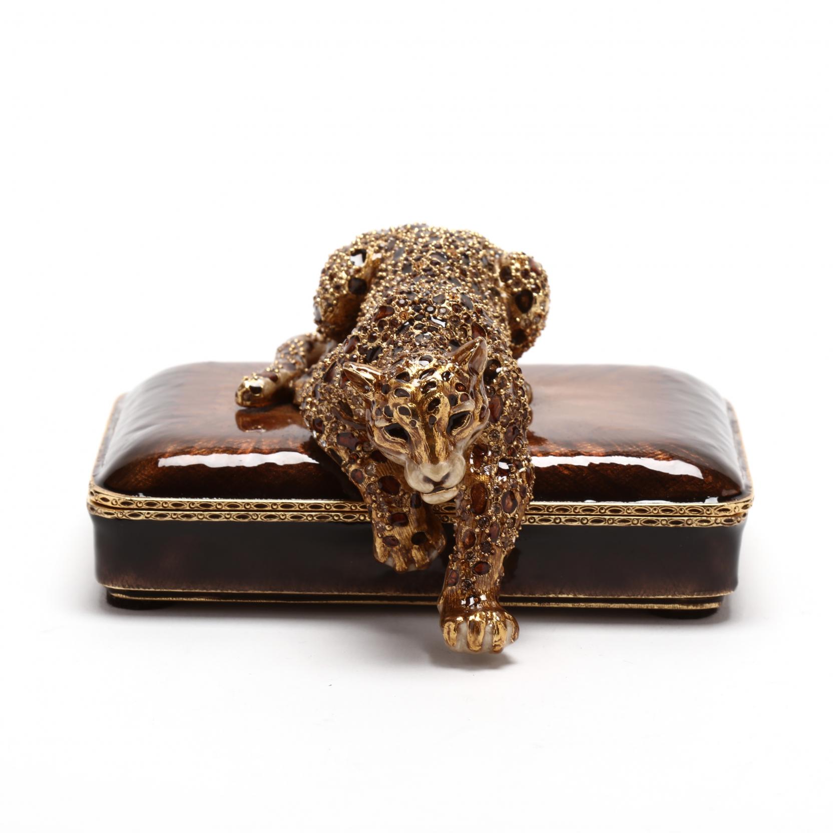 A Leopard Decorated Trinket Box, Jay Strongwater (Lot 452 - Labor