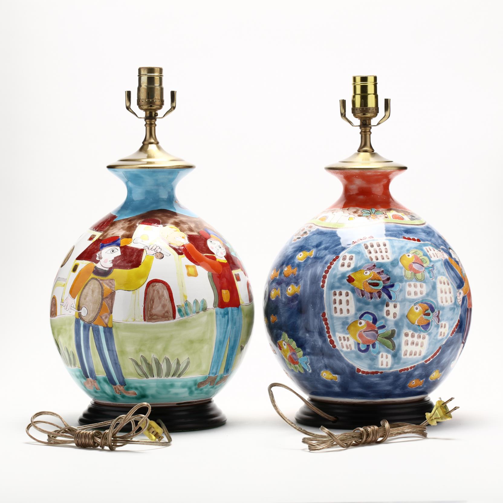 Giovanni DeSimone (Italy, 1930-1991), Pair of Decorated Pottery