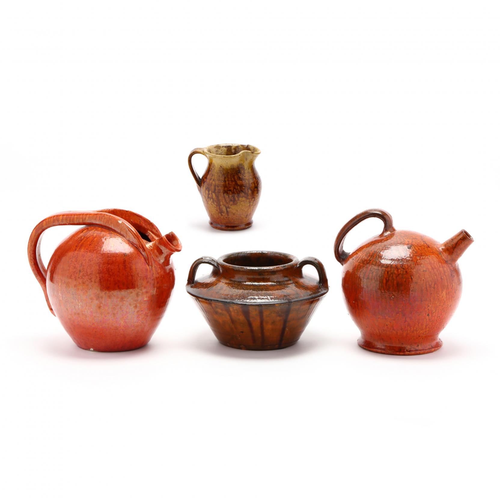 Four NC Chrome Red Art Pottery Pieces, J.B. Cole Pottery (Lot 3092
