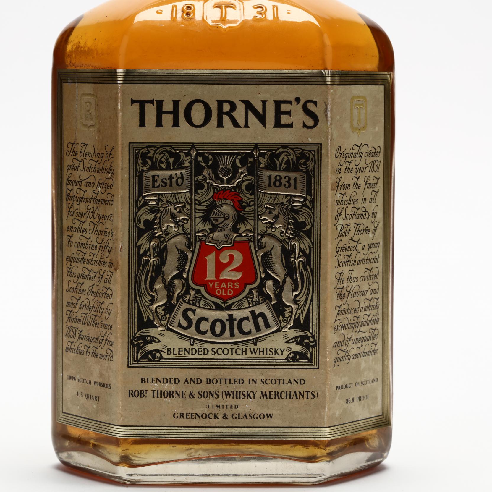THORNE'S 12年 スコッチウイスキー等 5本セット Thorne's 12 Year Old Blended Scotch Whisky (Lot 4402 - Fine Wine