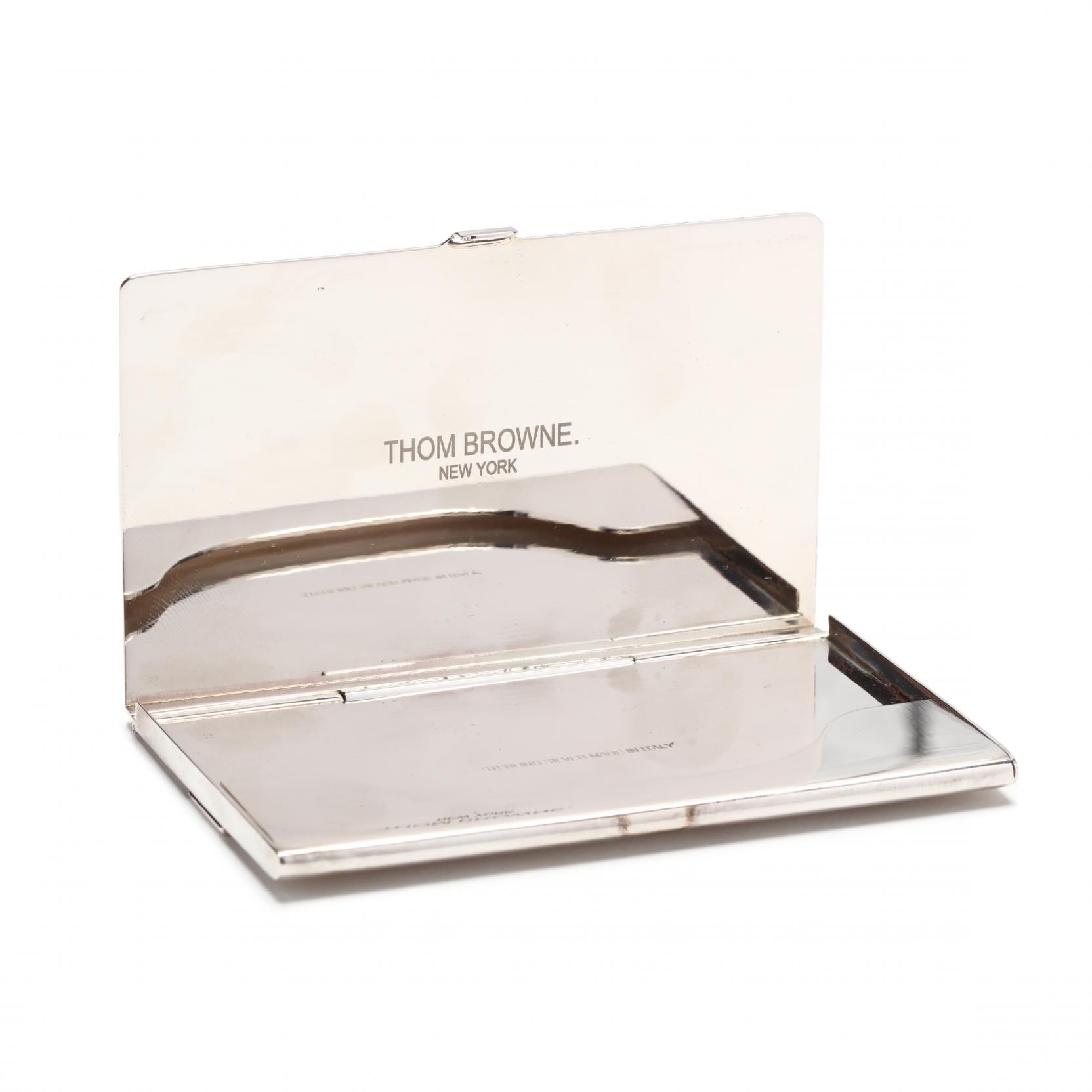 Sterling Silver Enameled Business Card Holder, Thom Browne