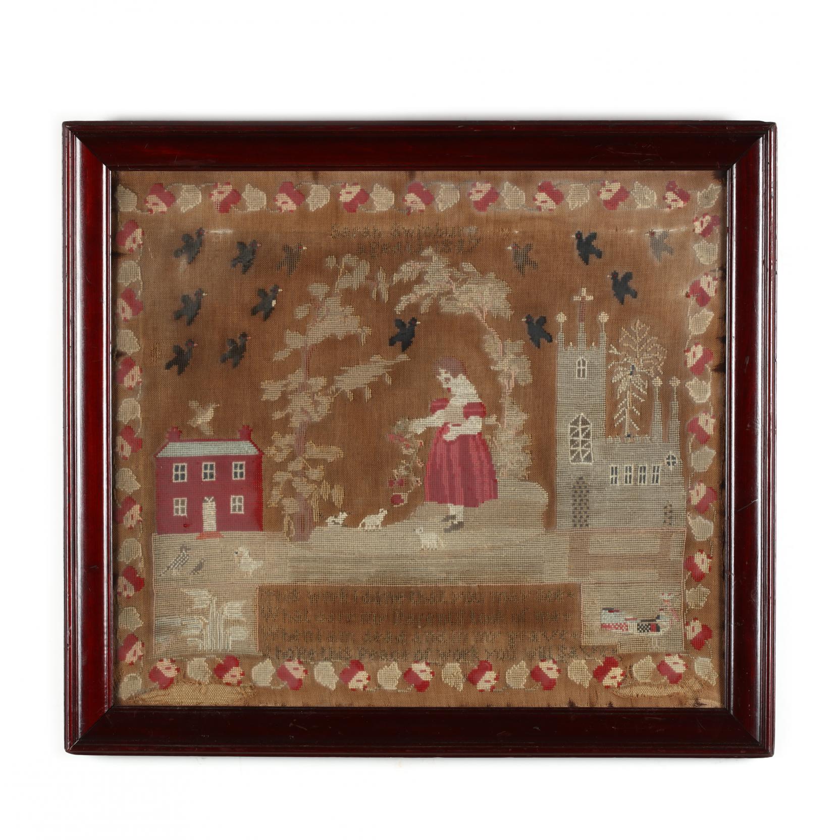 antique-pictorial-needlework-english