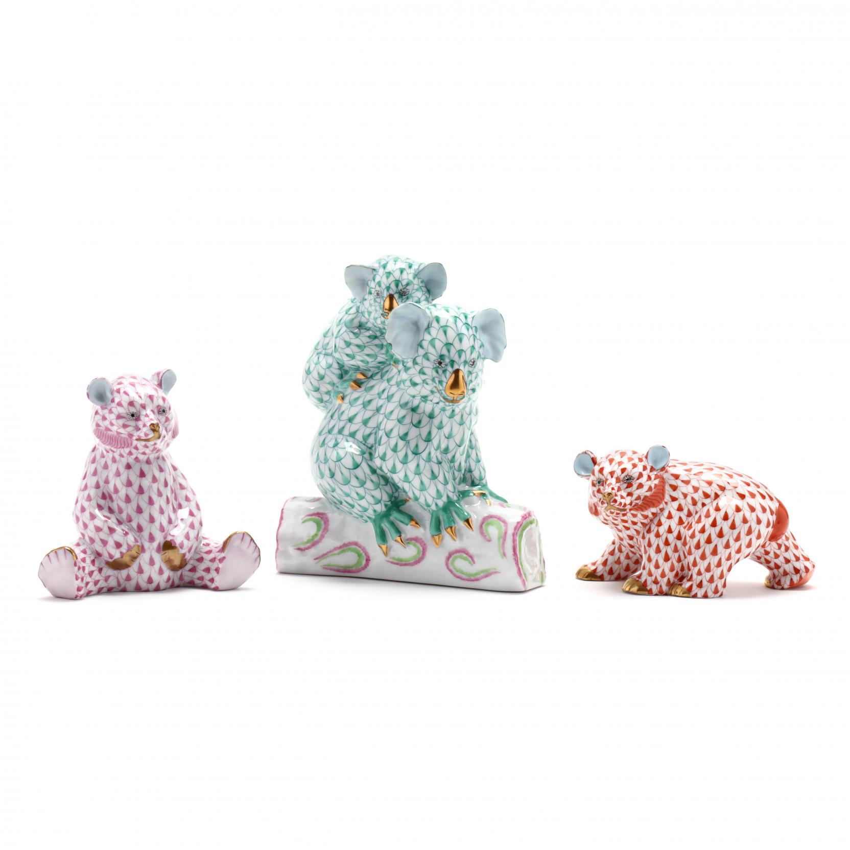 Three Herend Porcelain Bears (Lot 1032 - Silver, Glass