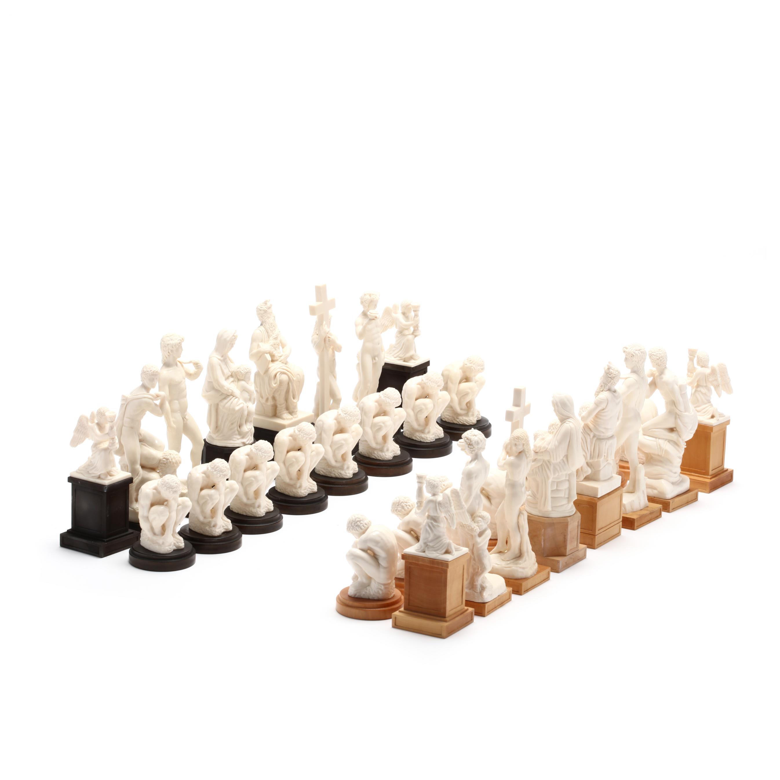 Oleg Raikis (Russia, 20th Century), The Michelangelo Chess Set in
