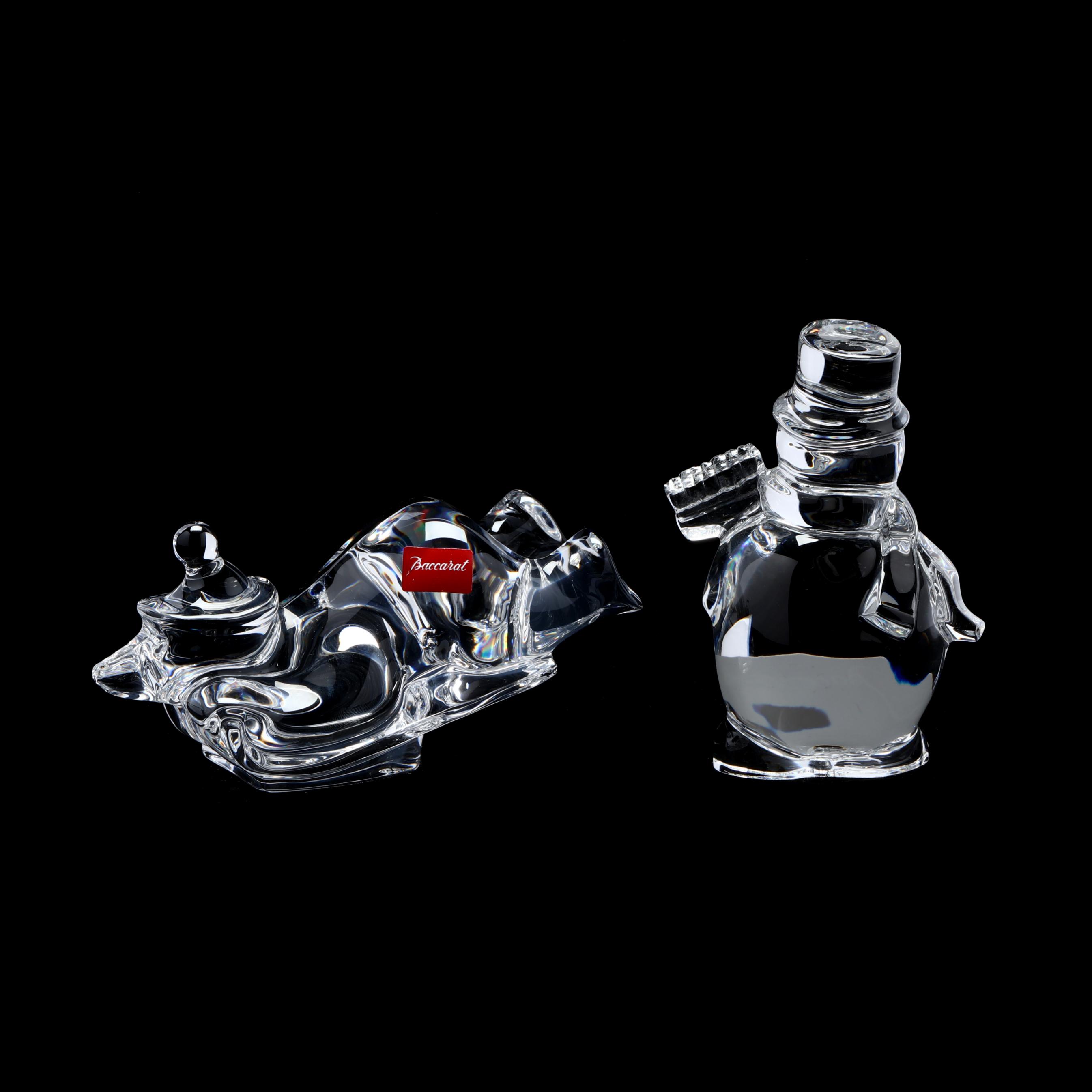 Baccarat, Crystal Sledding Bear and Snowman (Lot 1100 - Silver Baccarat, Crystal Sledding Bear and Snowman (Lot 1100 - Silver