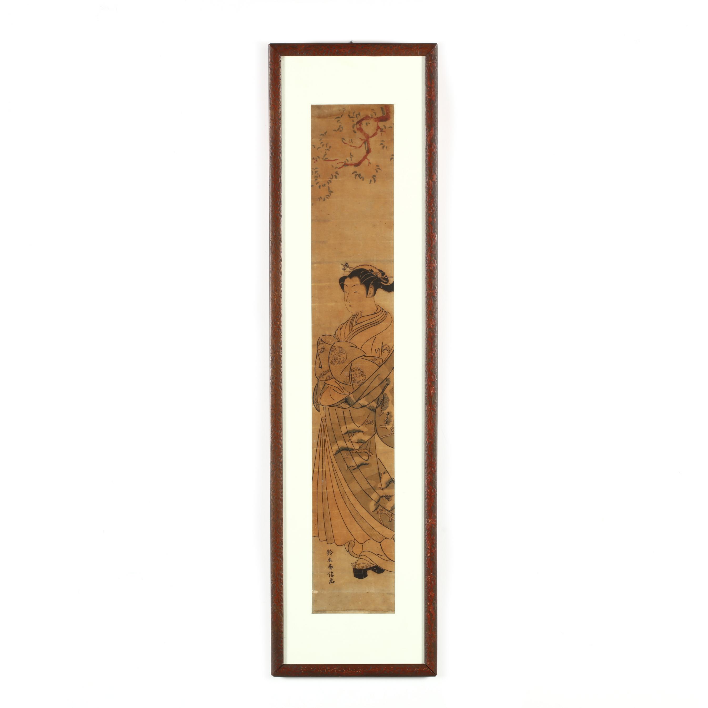 Suzuki Harunobu (Japanese, active 1764–72), Pillar Woodblock