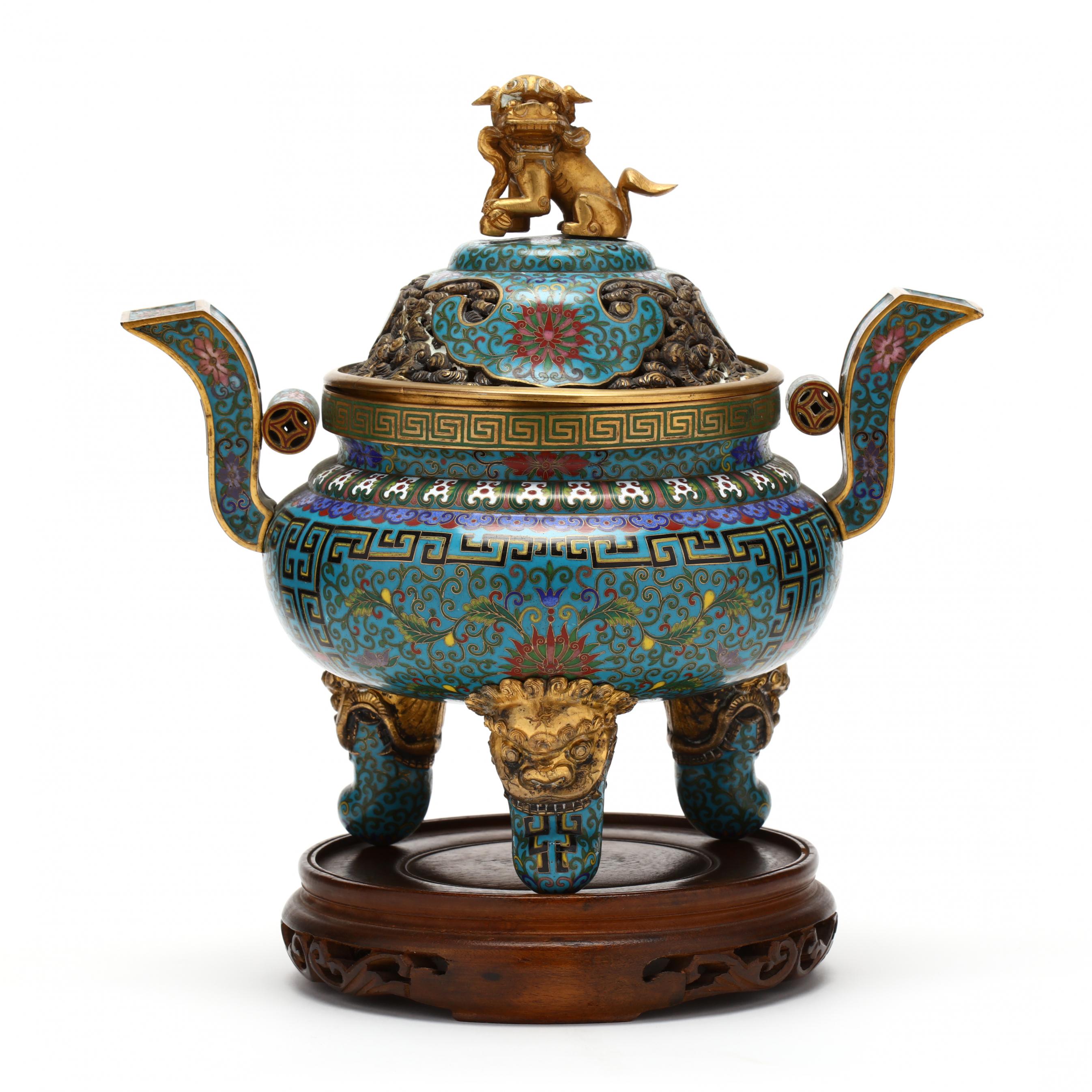 A Lao Tian Li Zhi Republic Period Chinese Cloisonne Censer (Lot