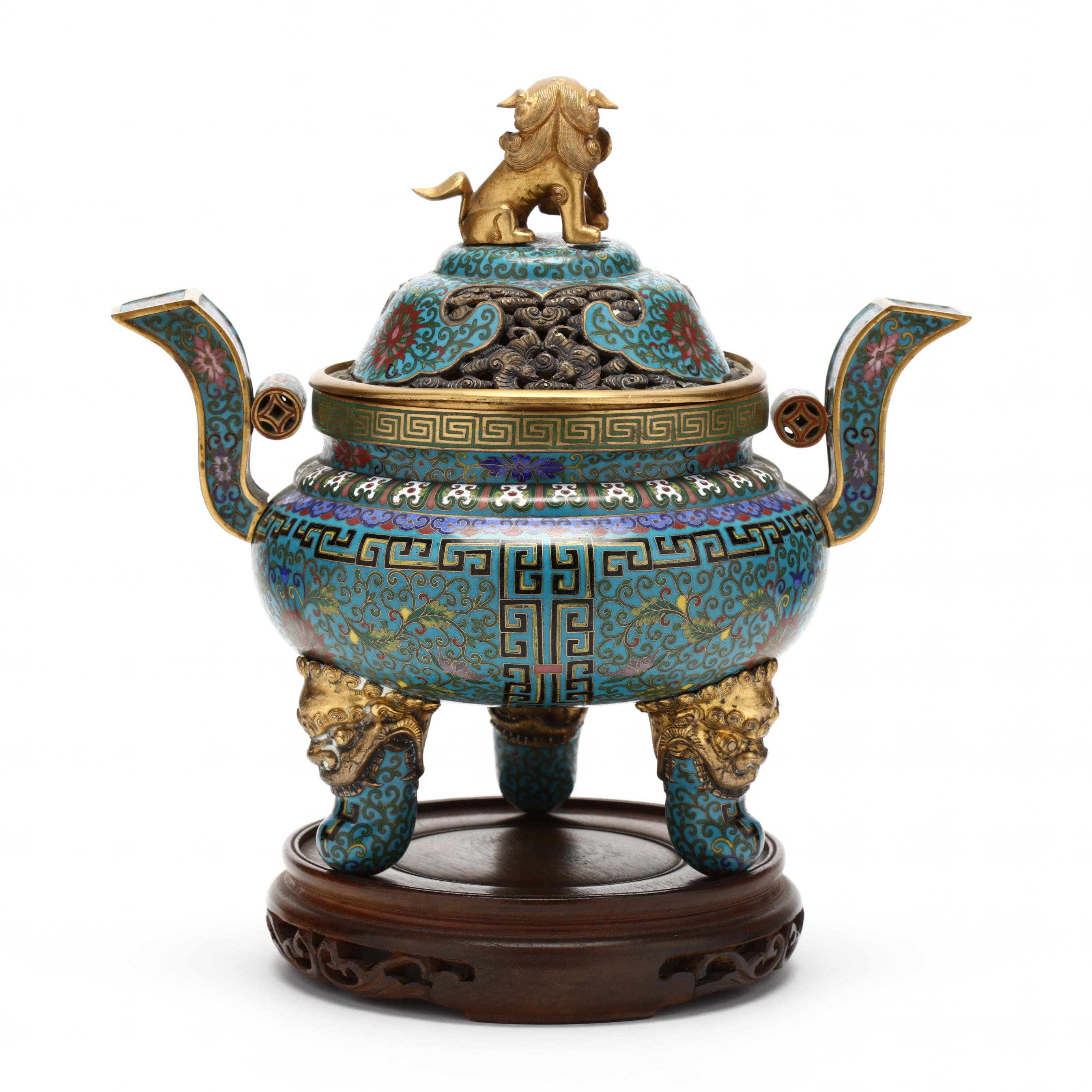 A Lao Tian Li Zhi Republic Period Chinese Cloisonne Censer (Lot