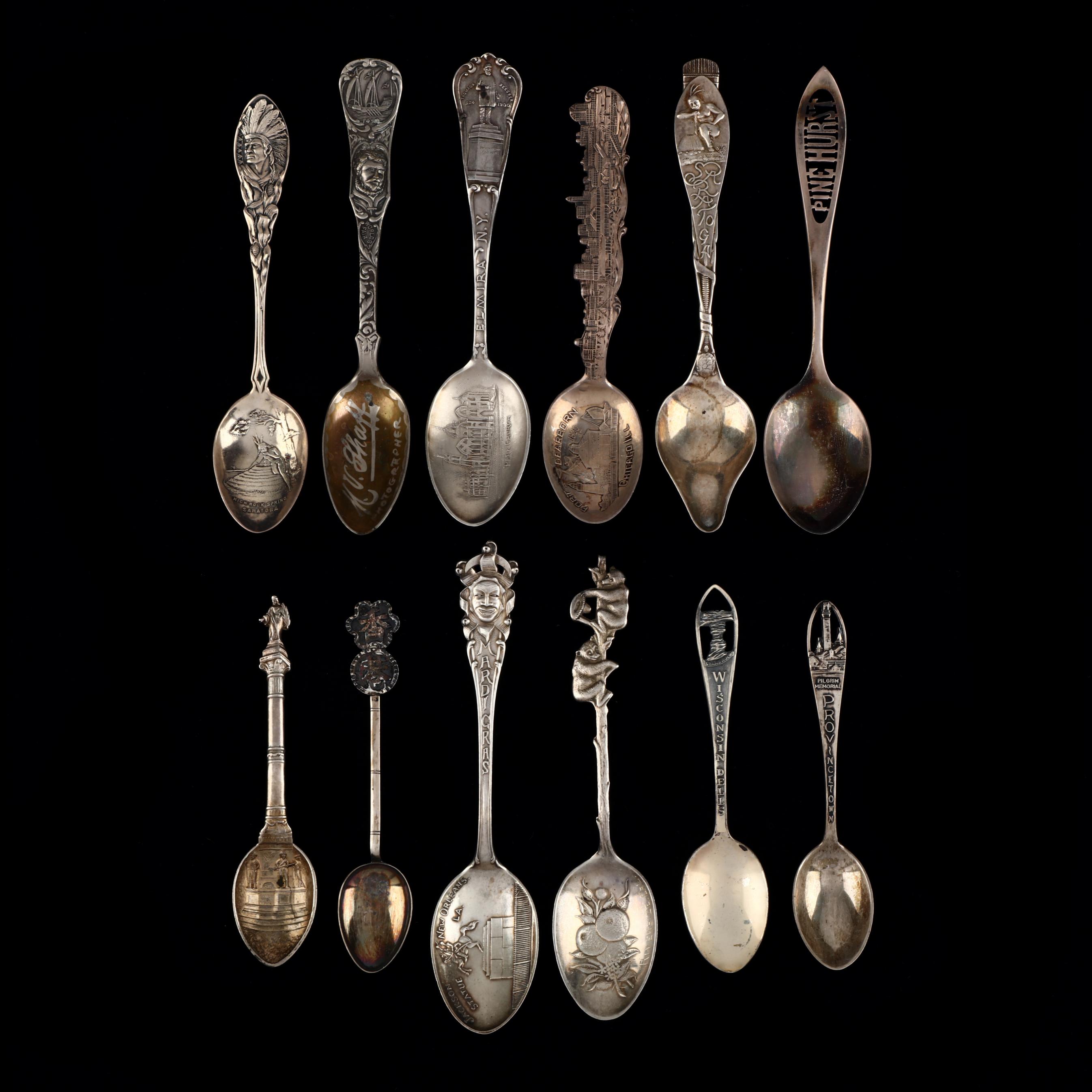 Twelve Sterling Silver Souvenir Spoons (Lot 5229 - Upcoming