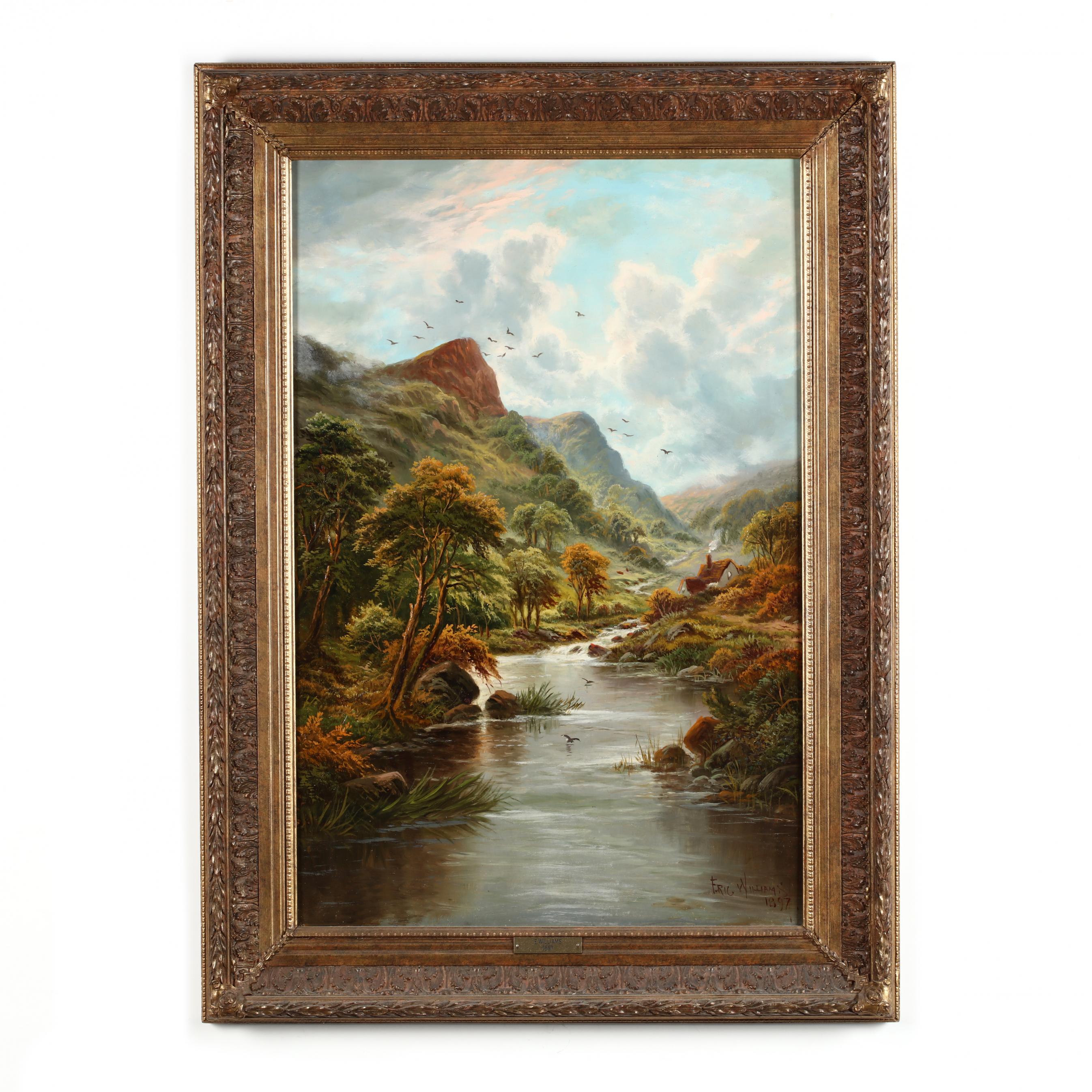 eric-williams-british-19th-20th-century-mountain-landscape-with-thatched-cottage