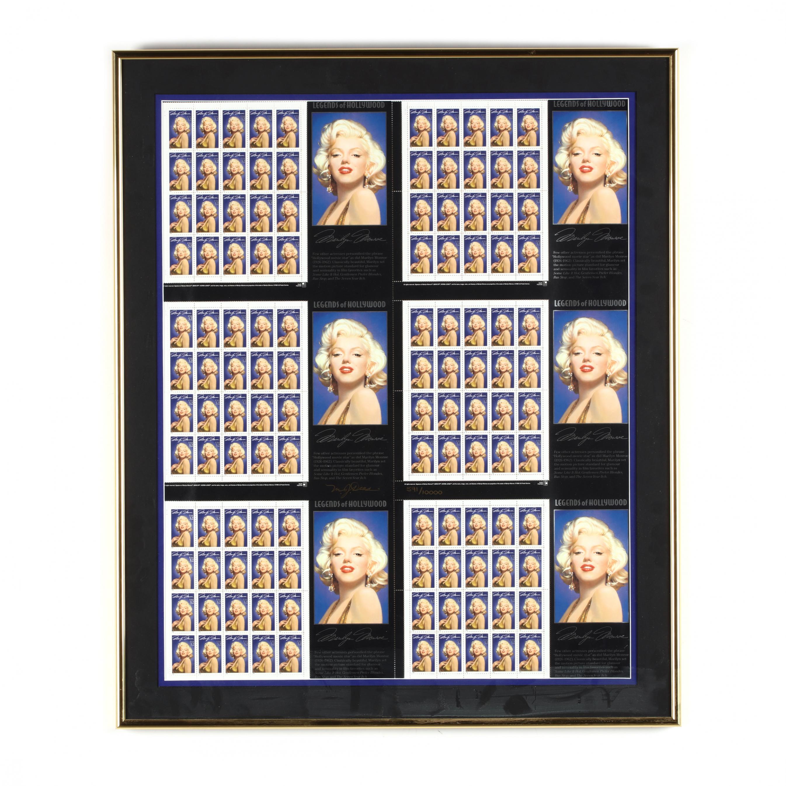 framed-group-of-legends-of-hollywood-marilyn-monroe-stamps