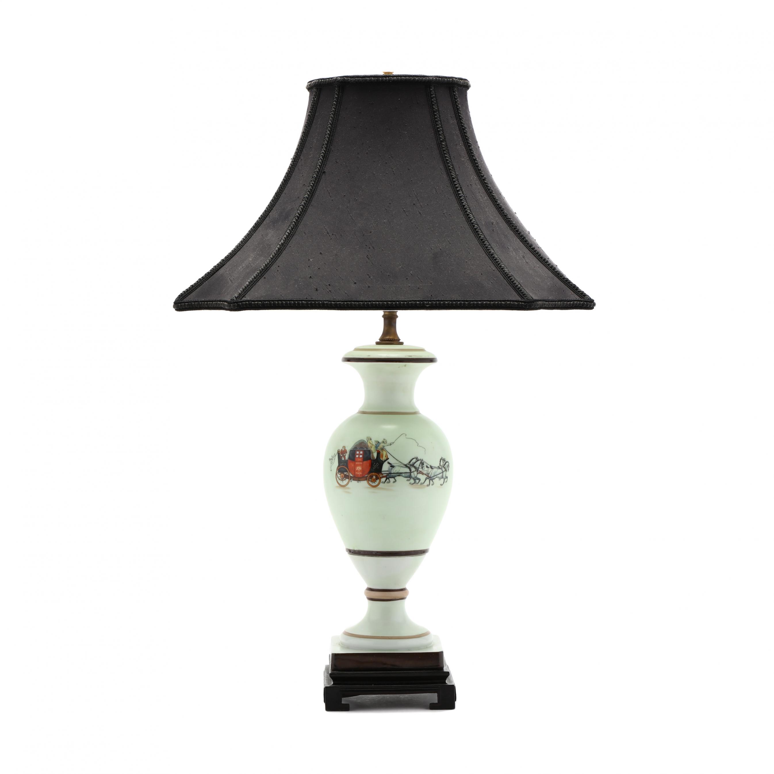 vintage-porcelain-lamp-decorated-with-a-stagecoach