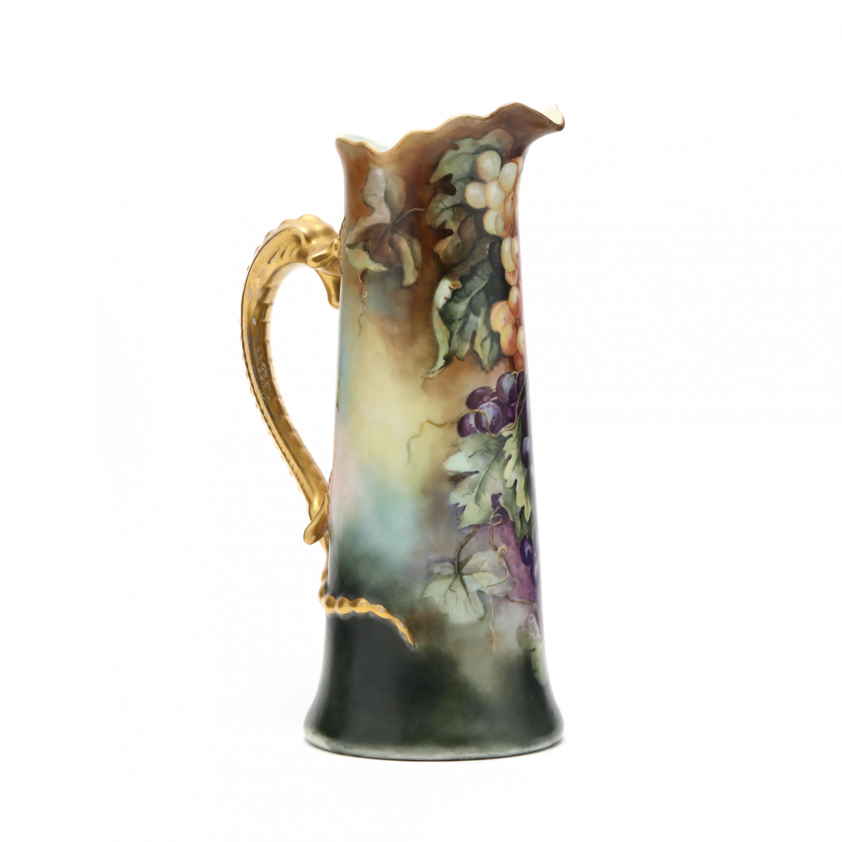Tall Limoges Hand Painted Porcelain Pitcher (Lot 1218 - Upcoming