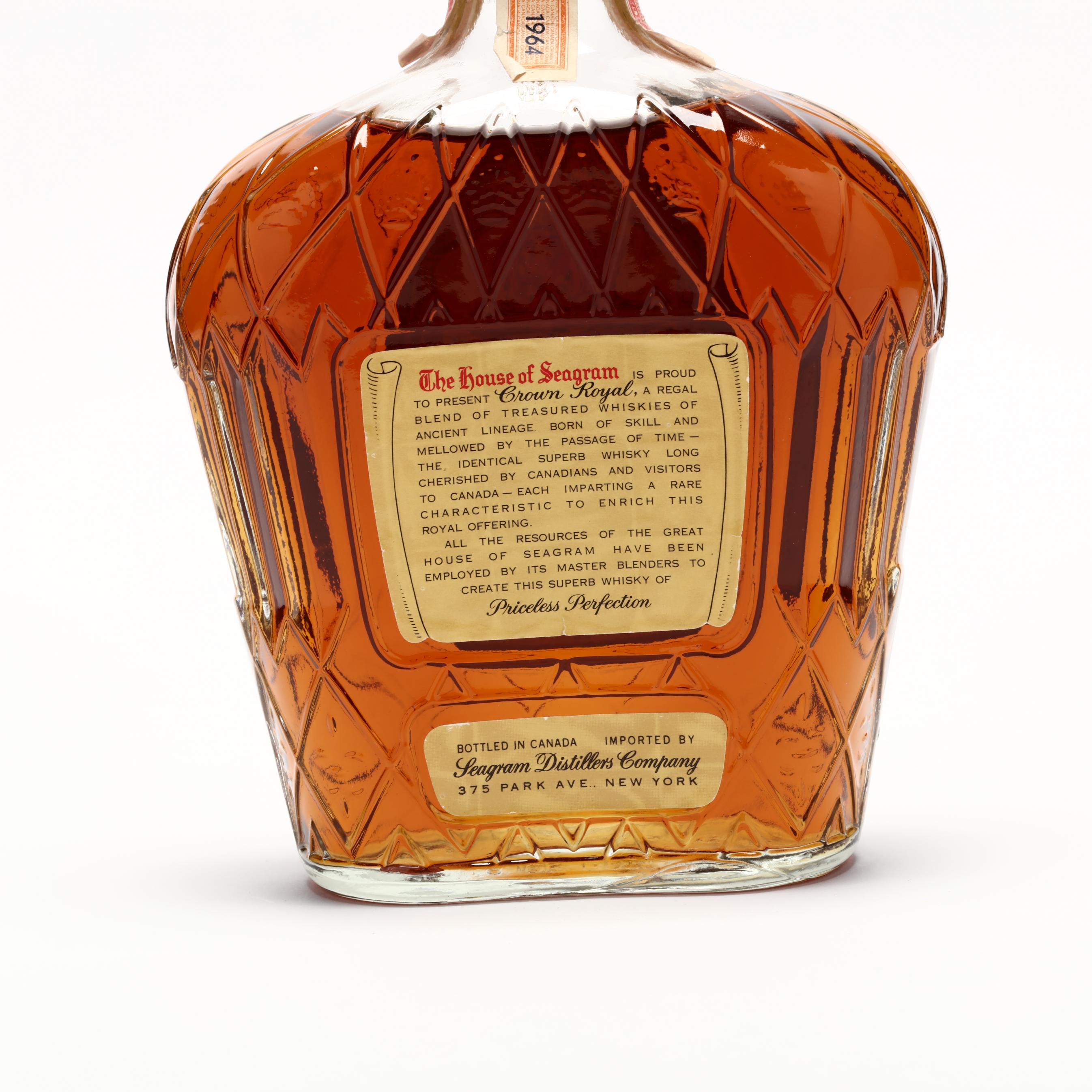 Seagram's Crown  1964年製 VINTAGE 1964 COLLECTOR BOTTLE “SEAGRAM CROWN ROYAL” 4/5 QT