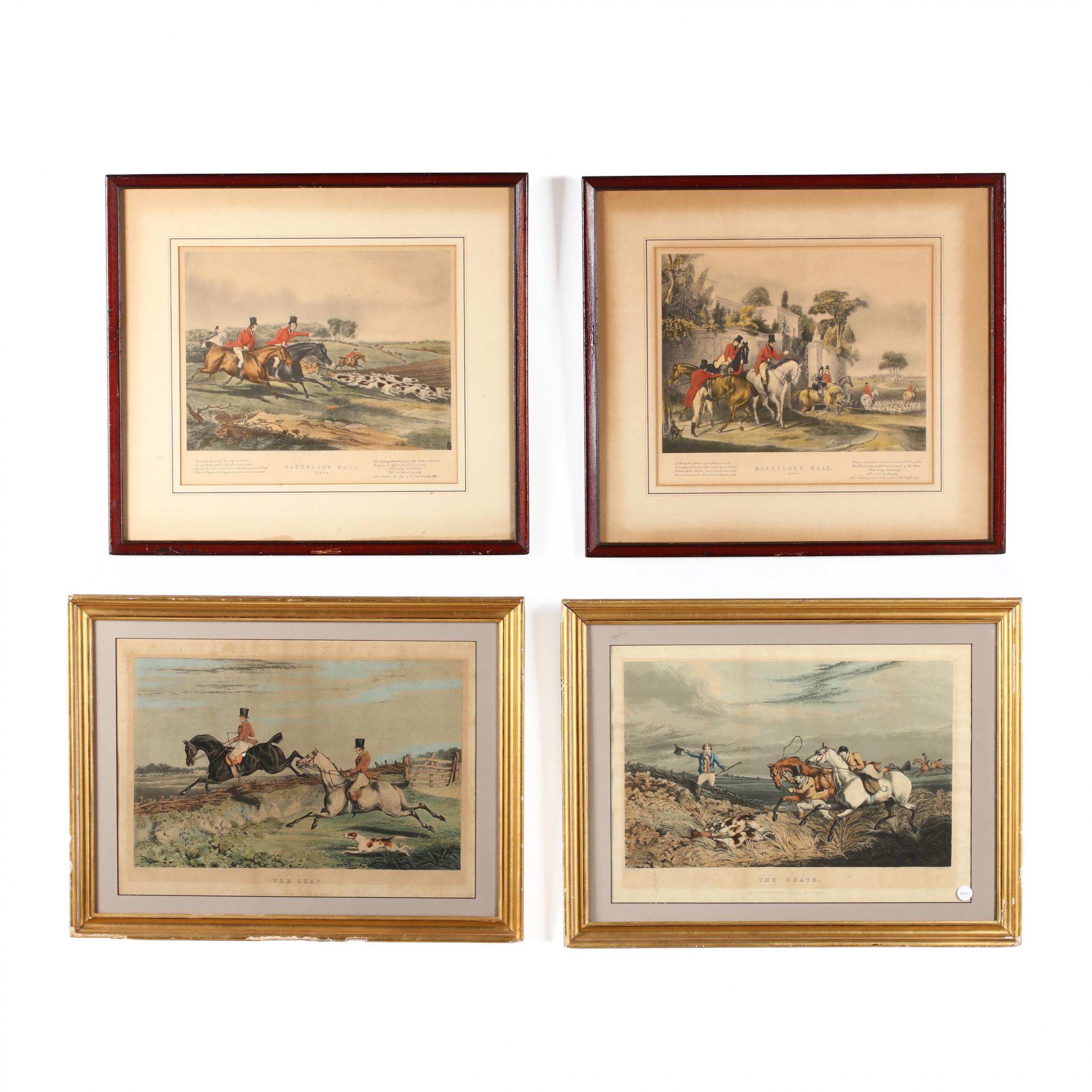 【希少品】英国製　フィンズベリー★Hunting Scenes★プレート6枚 Two Pairs of Fox Hunting Prints (Lot 3099 - )