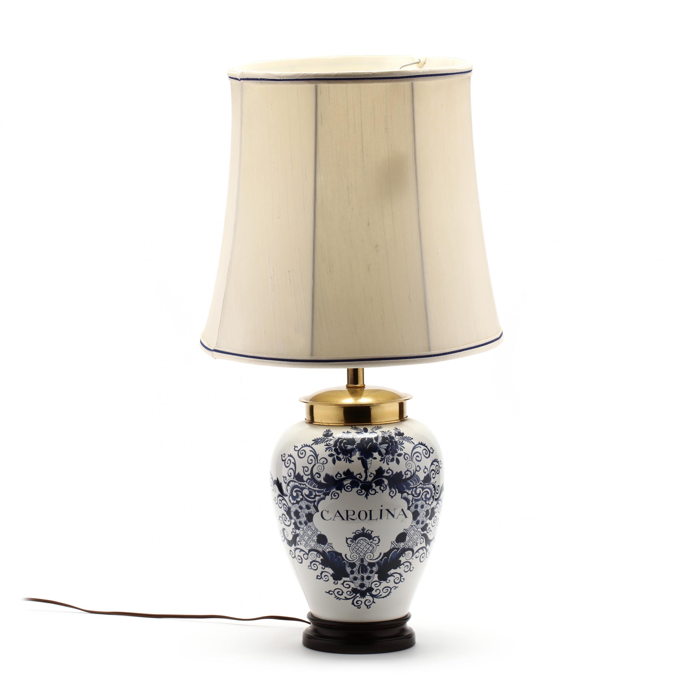 tobacco jar lamp Knob Creek, Delft Tobacco Jar Table Lamp (Lot 112