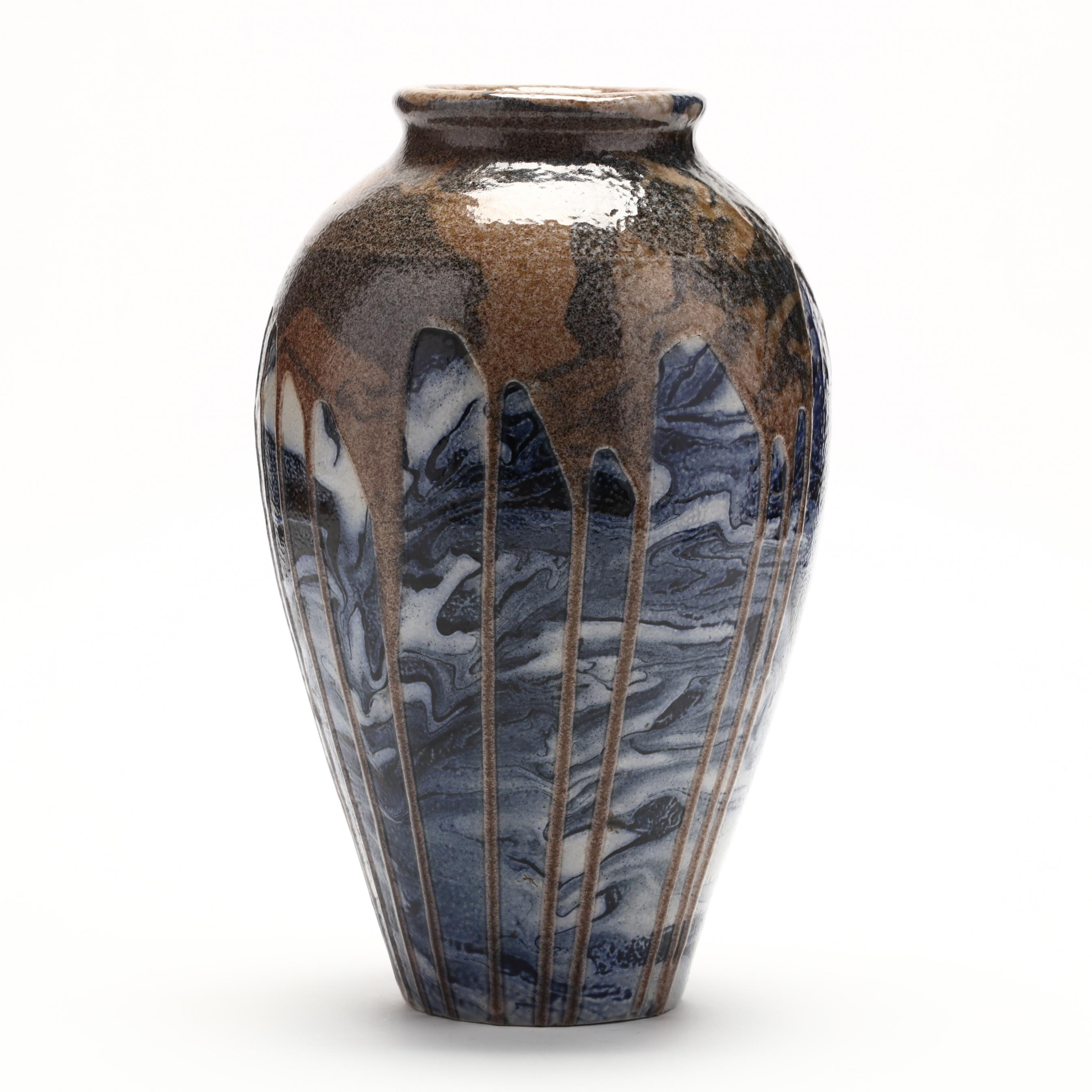 NC Pottery, Rare CB Masten Pottery Drip Glazed Vase (Lot 1287