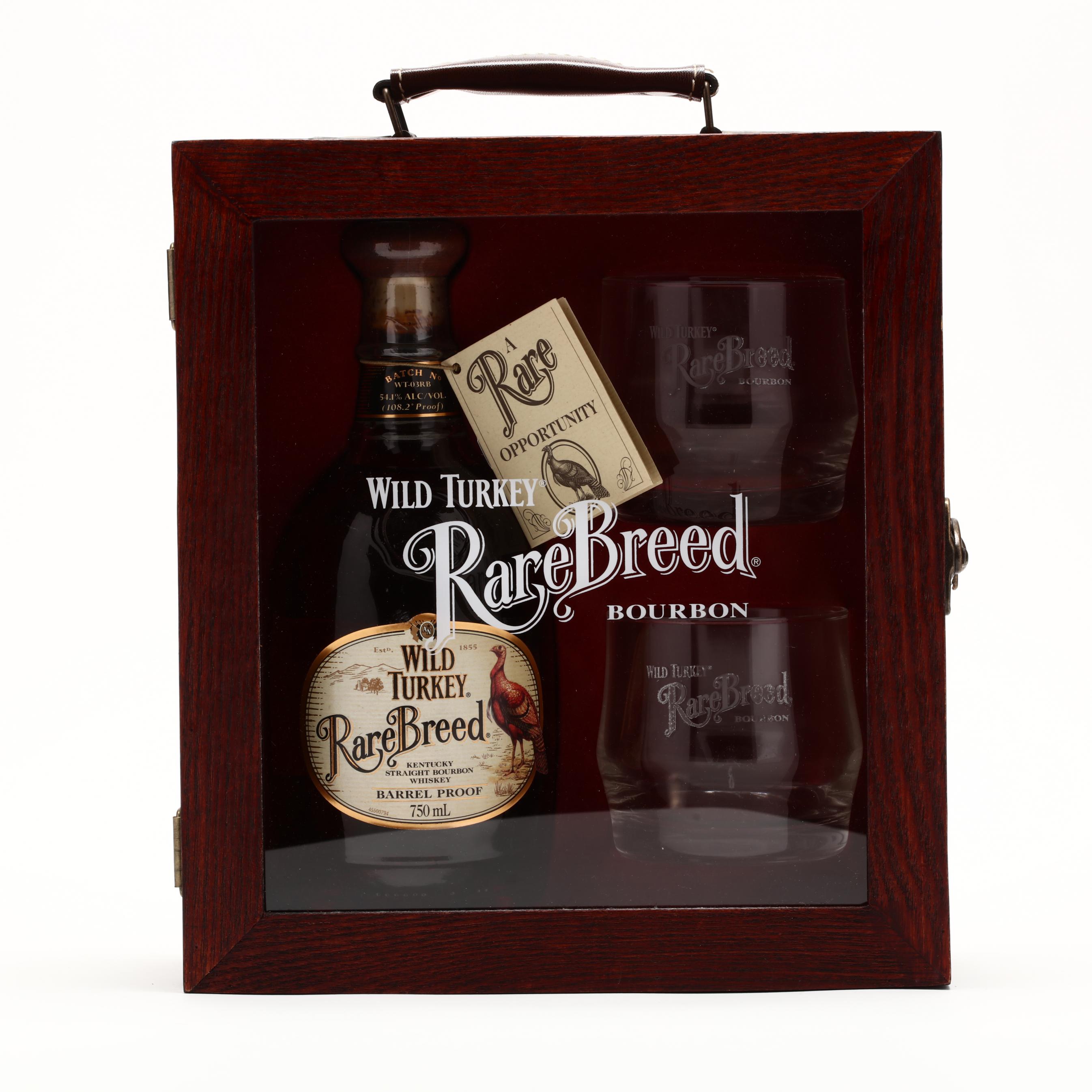 Wild Turkey Rare Breed Barrel Proof Bottle & Glasses Gift Set (Lot