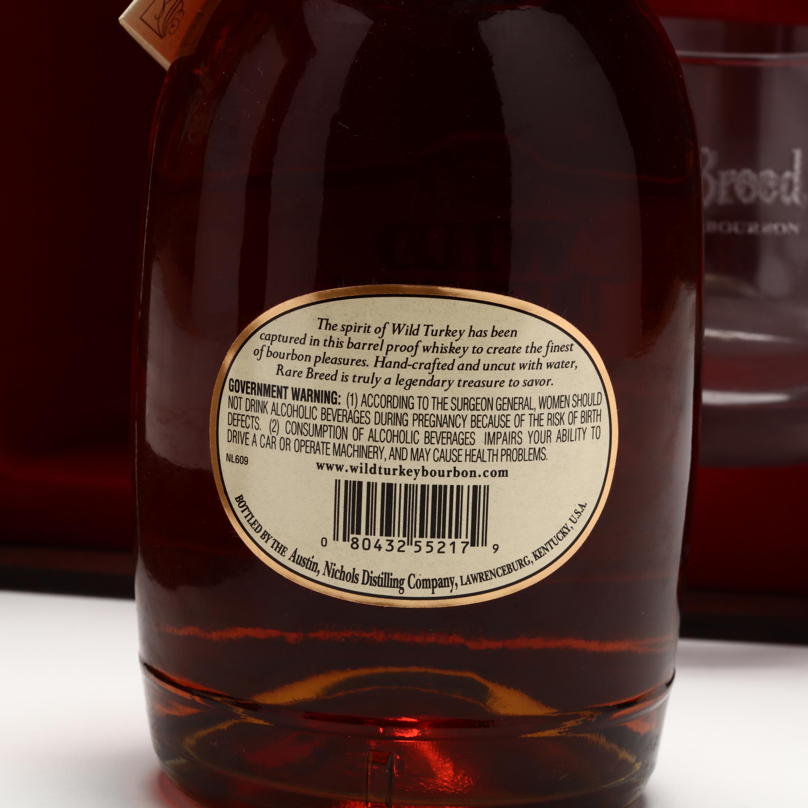 Wild Turkey Rare Breed Barrel Proof Bottle & Glasses Gift Set (Lot