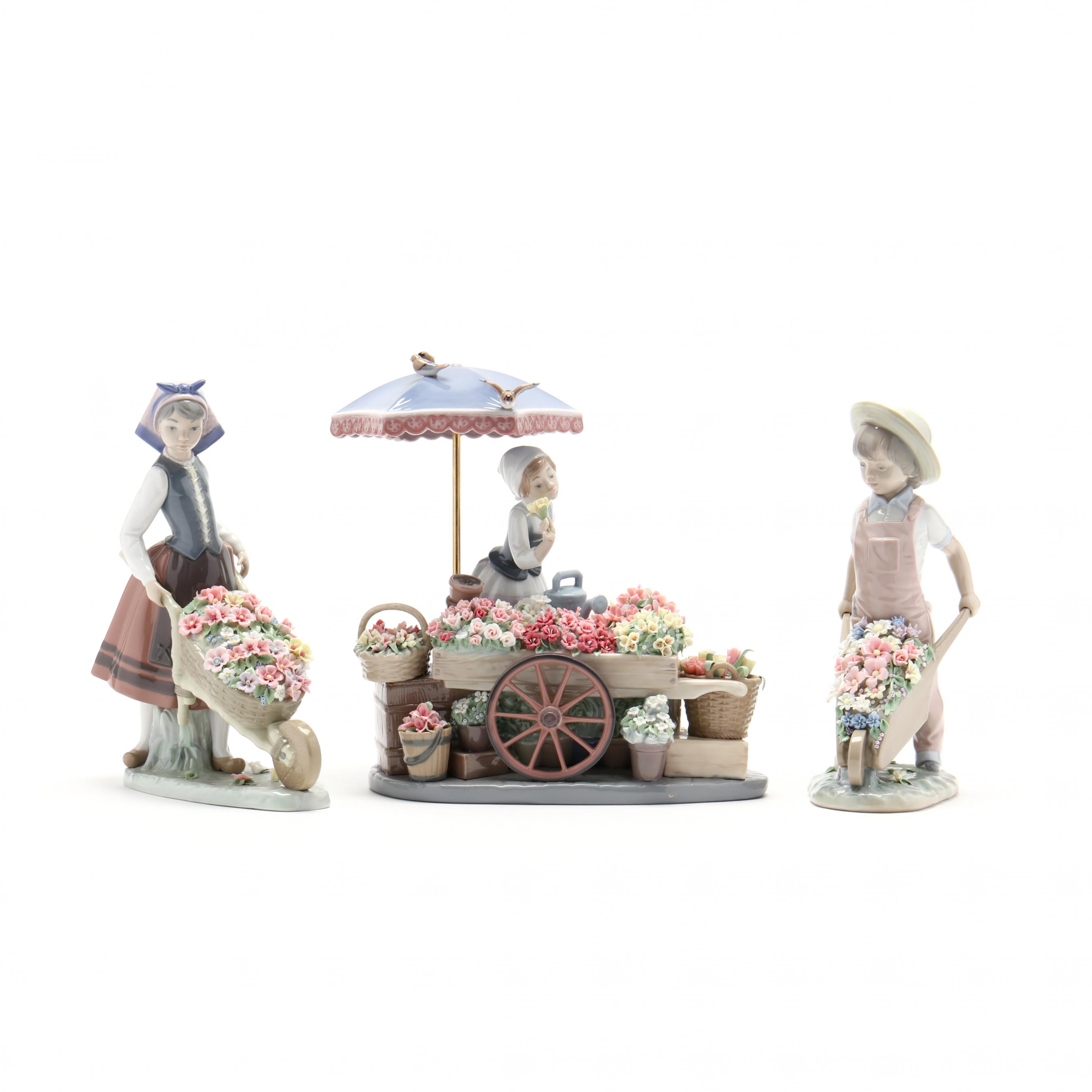 Lladro Grouping of Three Featuring Children and Flowers (Lot 1247