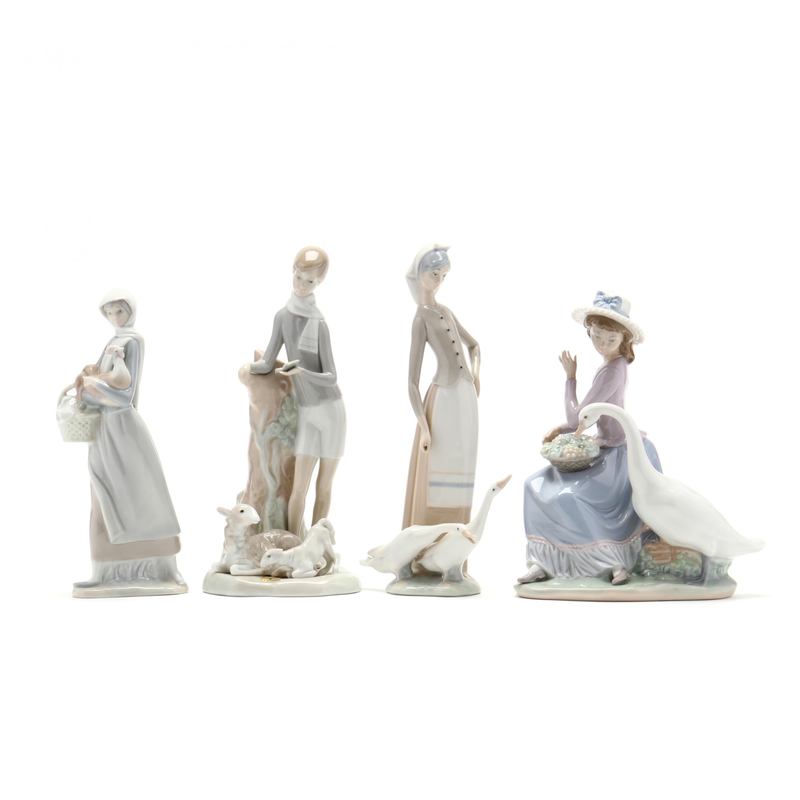 Four Lladro Porcelain Figures with Farm Animals (Lot 1259