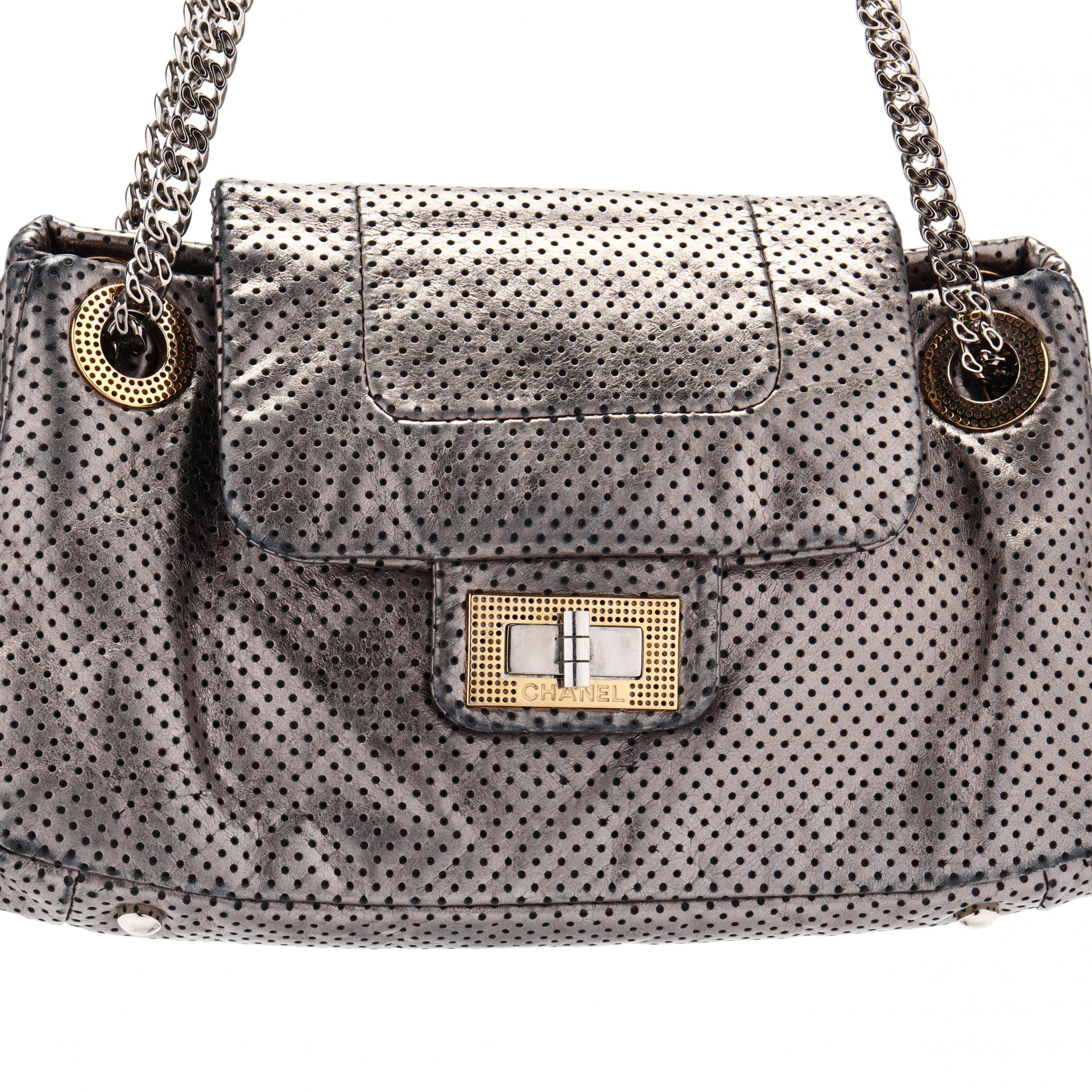 Drill Perforated Metallic Silver Flap Bag, Chanel (Lot 159 - The