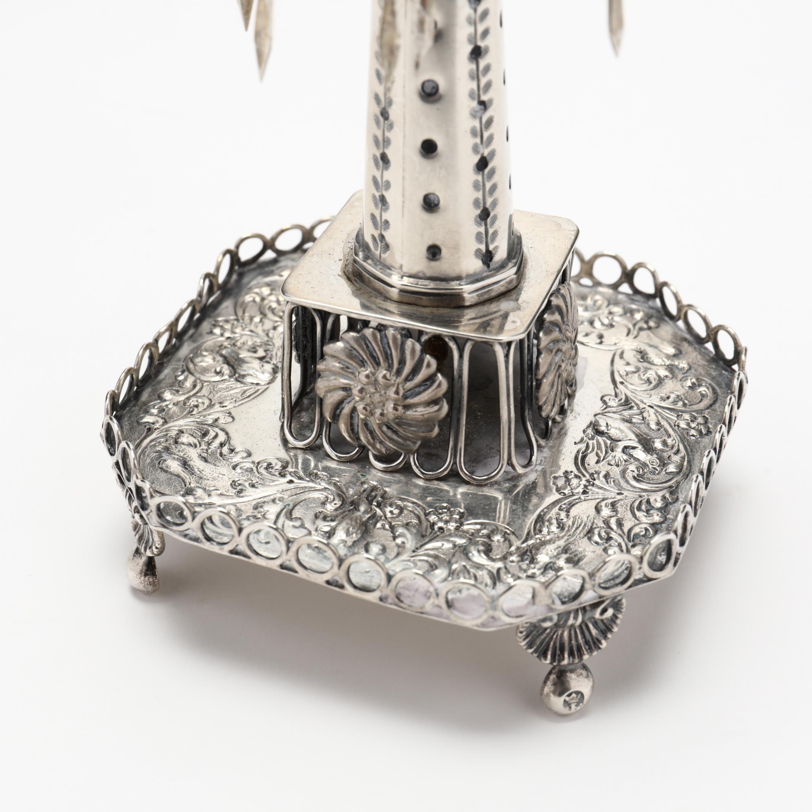 A Silver Toothpick Holder & (7) Enameled Sterling Silver