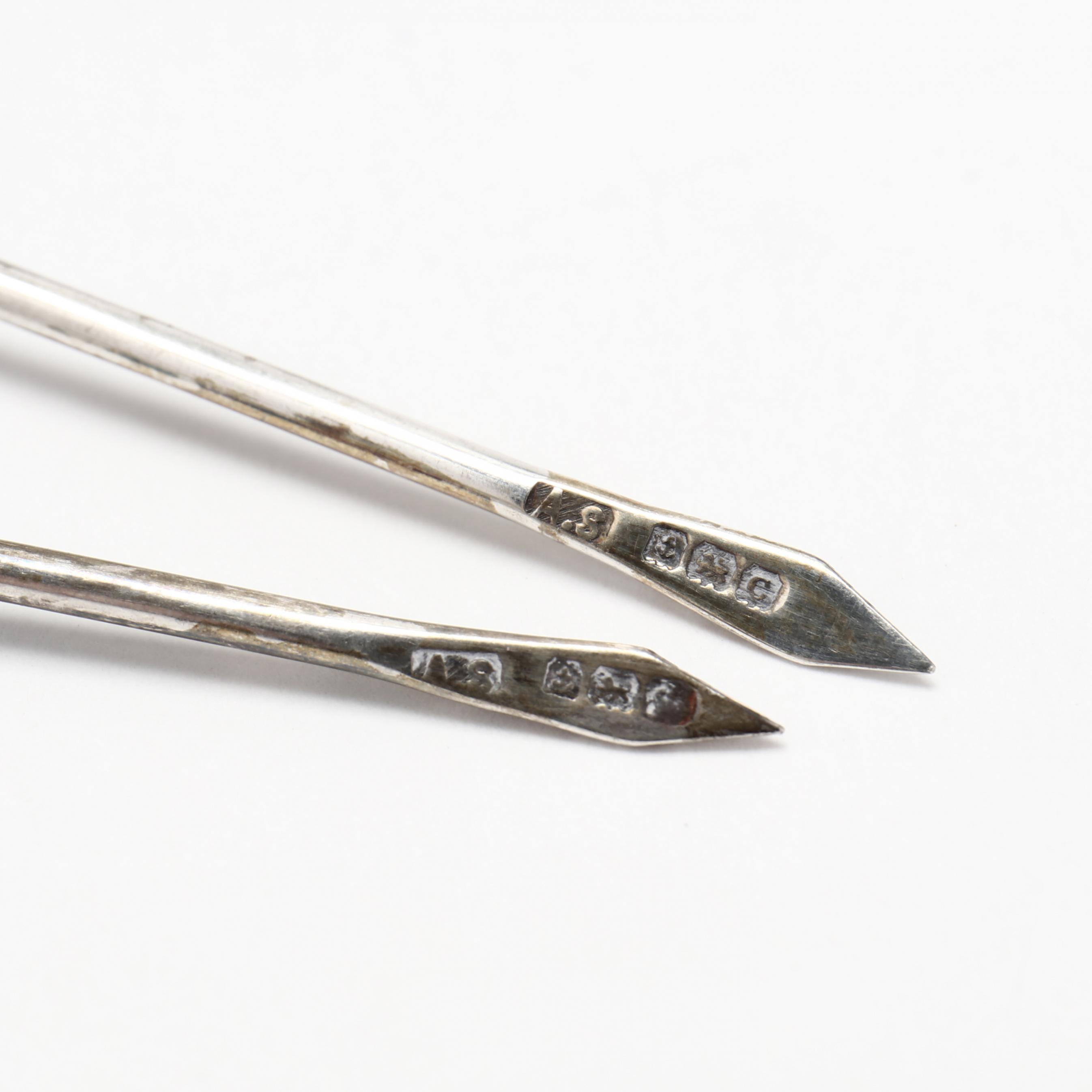 A Silver Toothpick Holder & (7) Enameled Sterling Silver