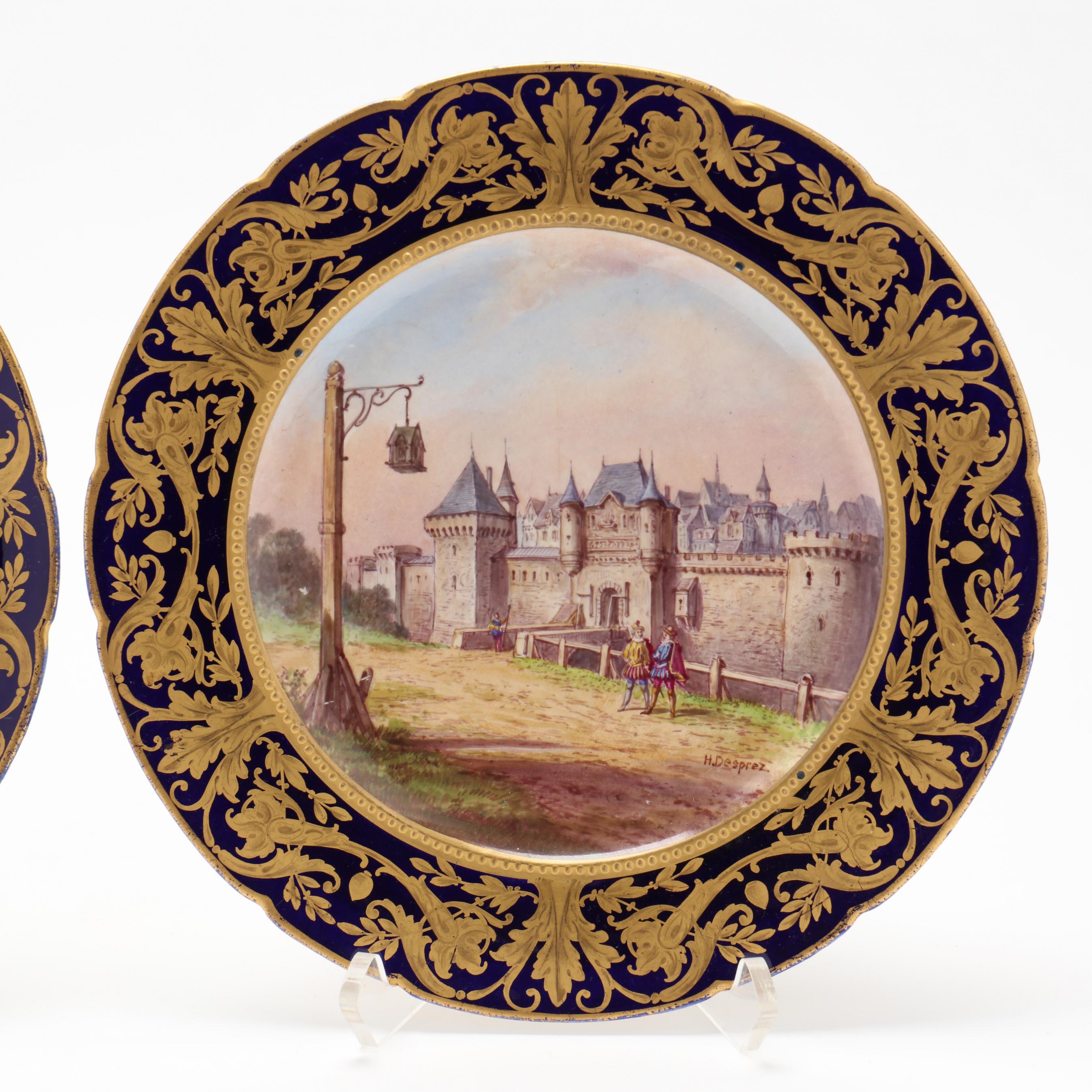 SÈVRES　セーヴル　キャビネットプレート　肖像画　アンティーク Pair of Artist Signed Sevres Porcelain Cabinet Plates (Lot 44
