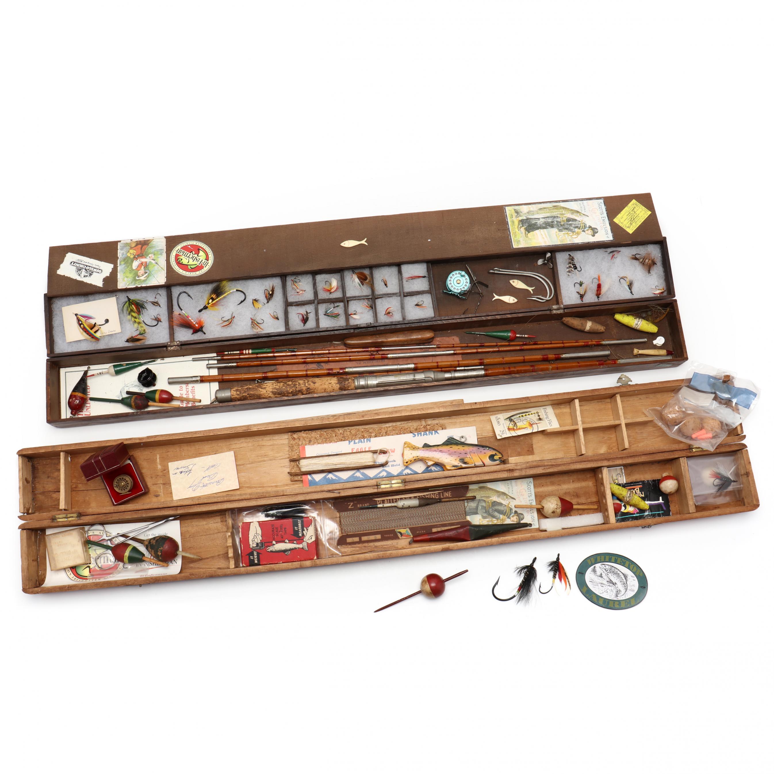 Two Vintage Fly Rod Boxes Containing Fishing Collection (Lot 1086 - From the Personal Collection of Bob TimberlakeNov 14, 2020, 9:00am) Two Vintage Fly Rod Boxes Containing Fishing Collection (Lot 1086 - From the Personal Collection of Bob TimberlakeNov 14, 2020, 9:00am)