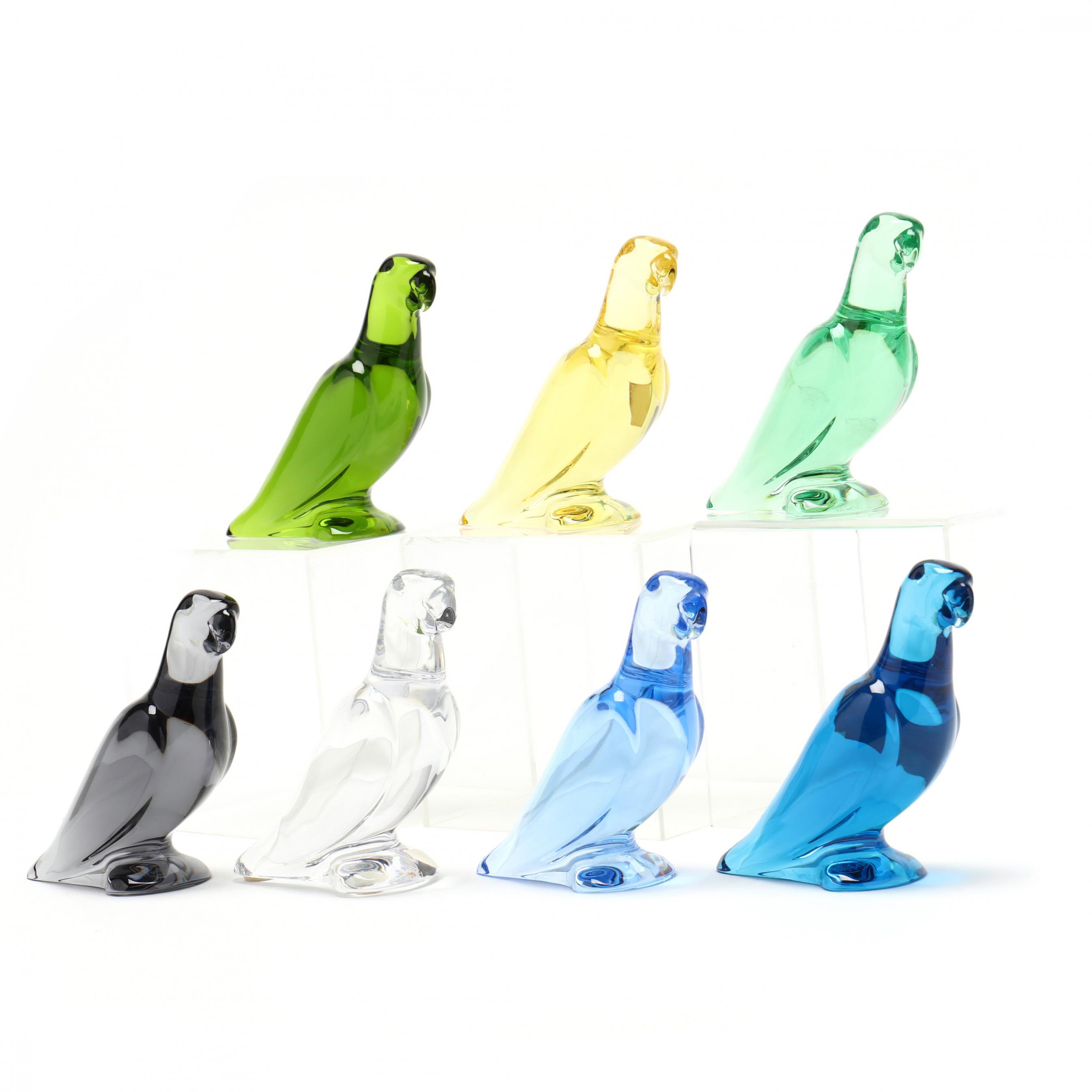 【新品未使用】Baccarat バカラ鸚鵡 Baccarat, Flock of Seven Crystal Parrots (Lot 2126 - )