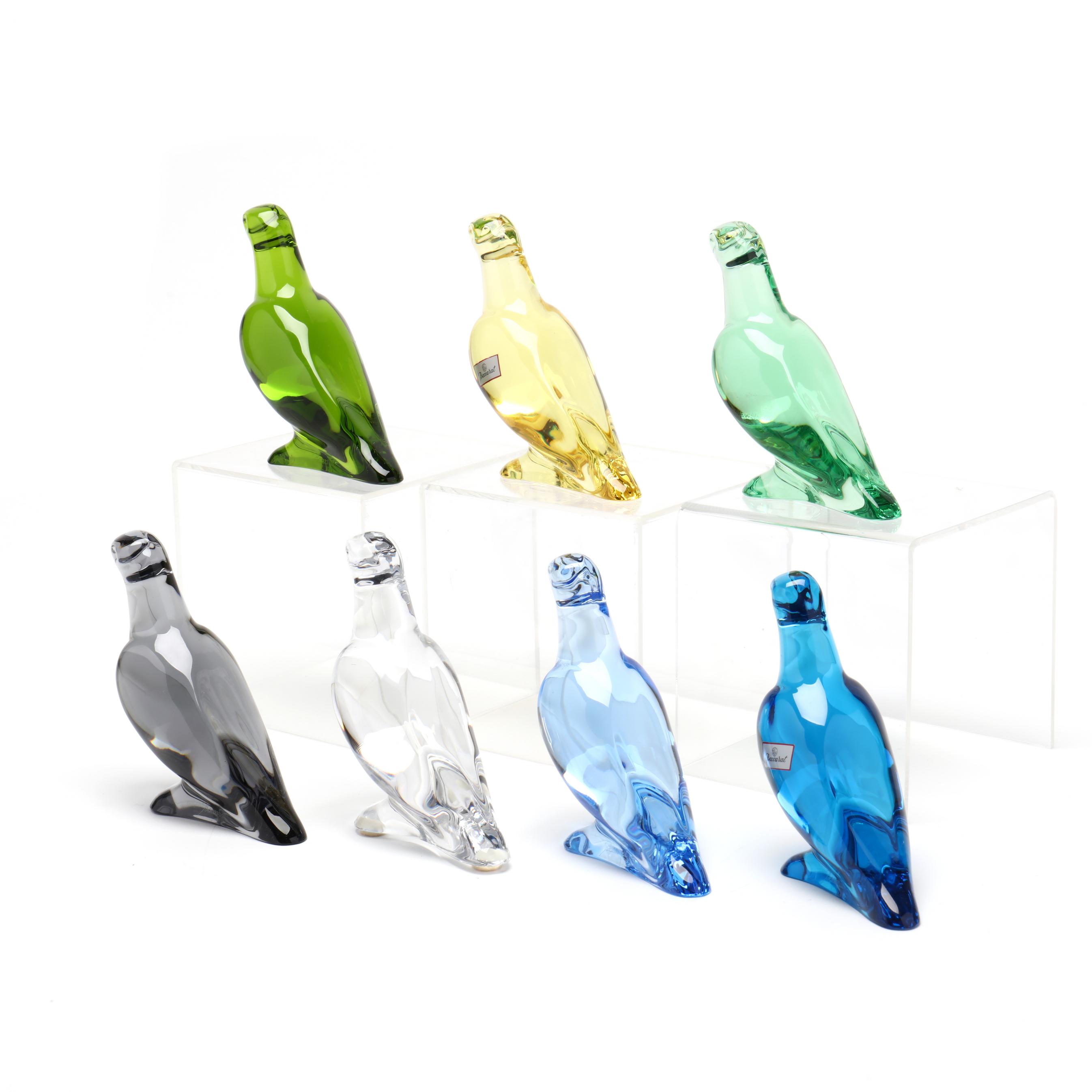 Baccarat, Flock of Seven Crystal Parrots (Lot 2126 - )