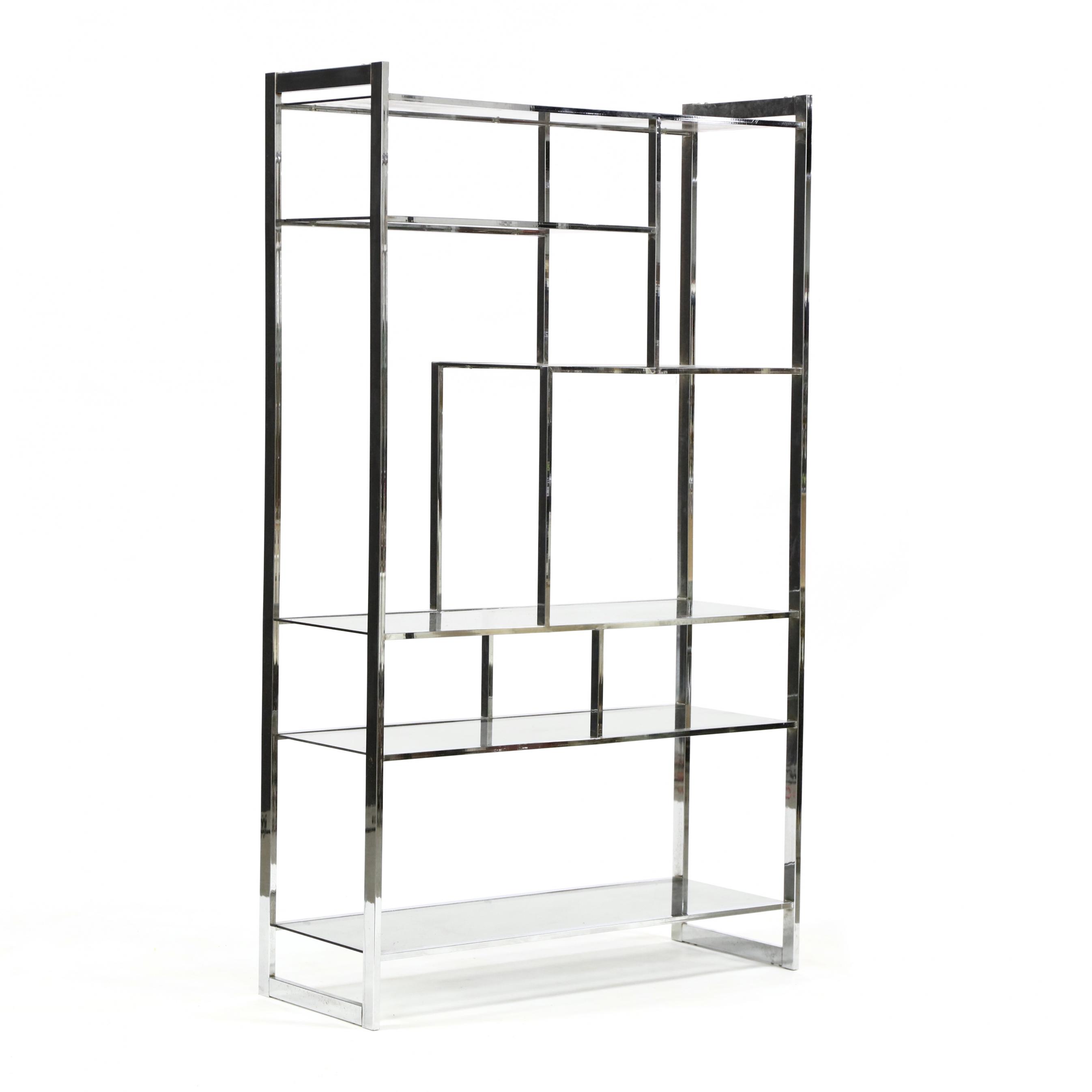 ヴィンテージ glass shelf Vintage Chrome and Glass Etagere (Lot 1413 - Asian Arts & Modern