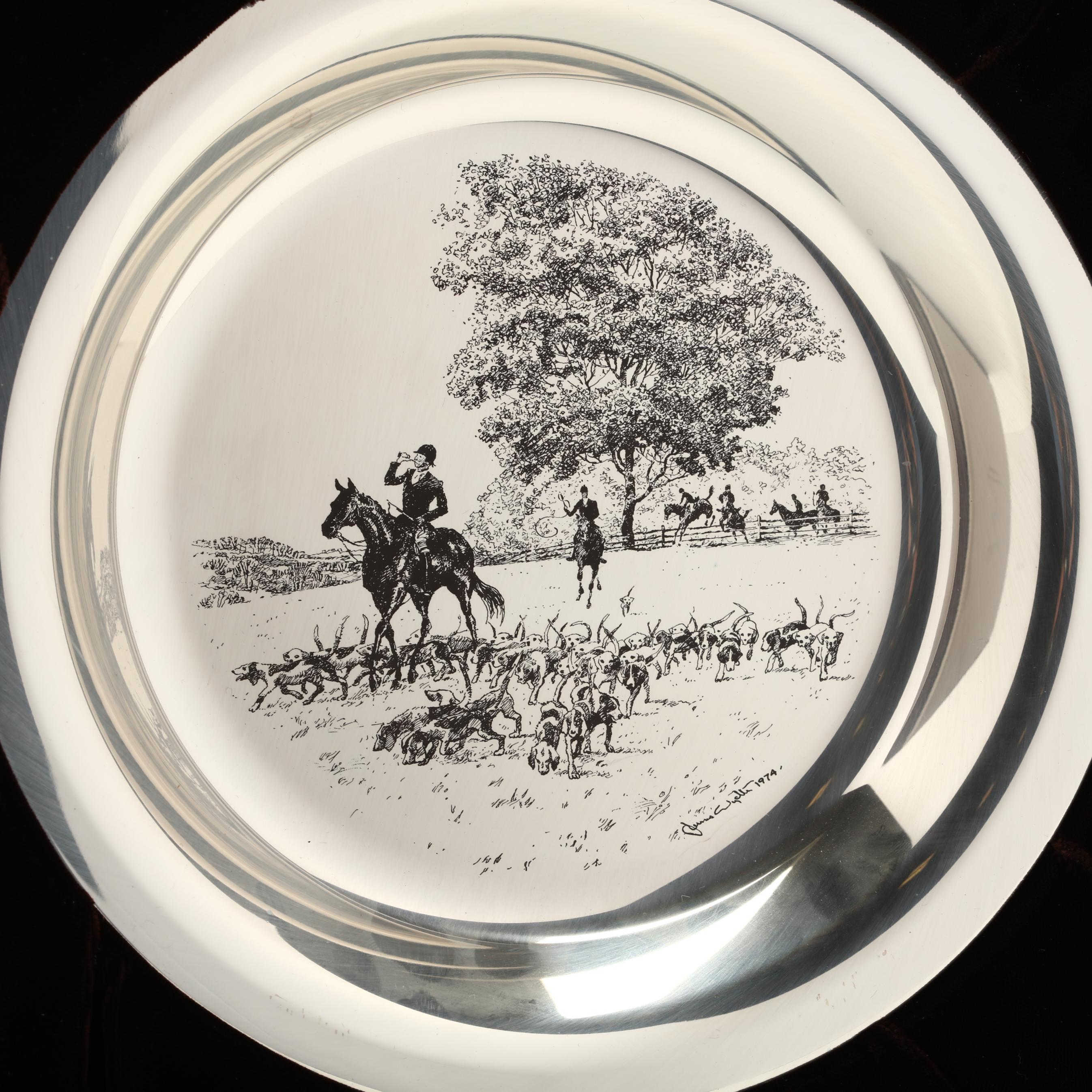 Five Franklin Mint Jamie Wyeth Etched Sterling Silver Plates (Lot