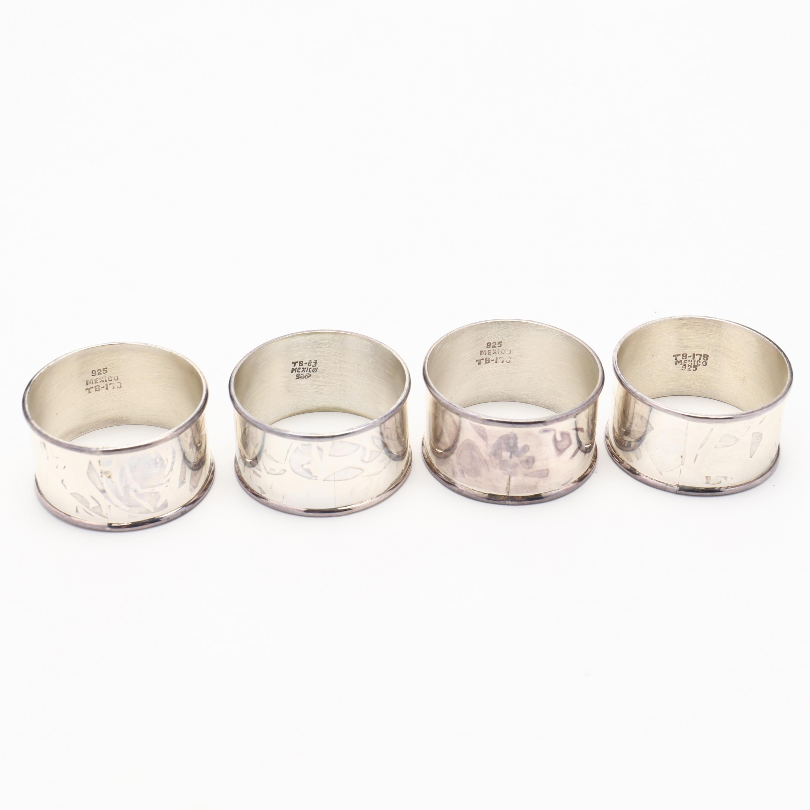 Sterling Silver Half Round Napkin Ring Made In Mexico