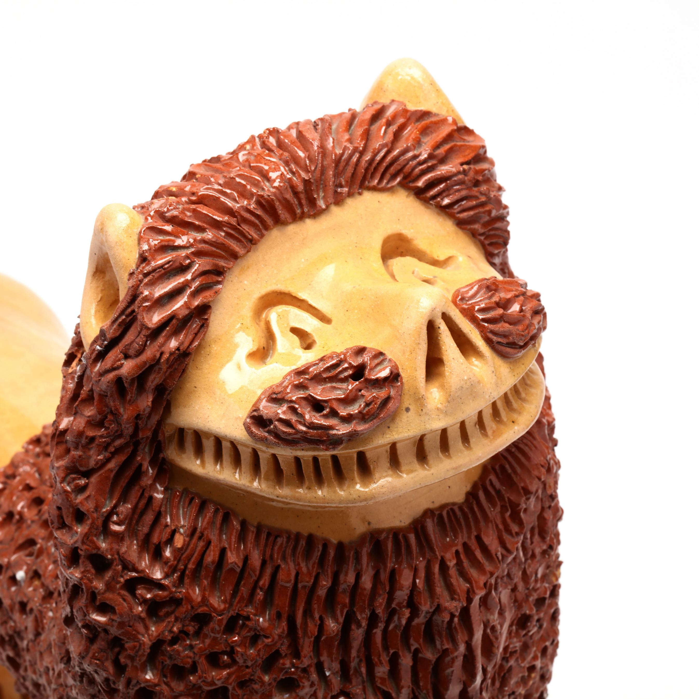 NC Folk Pottery, Billy Ray Hussey, Important Large Lion (Lot 3001