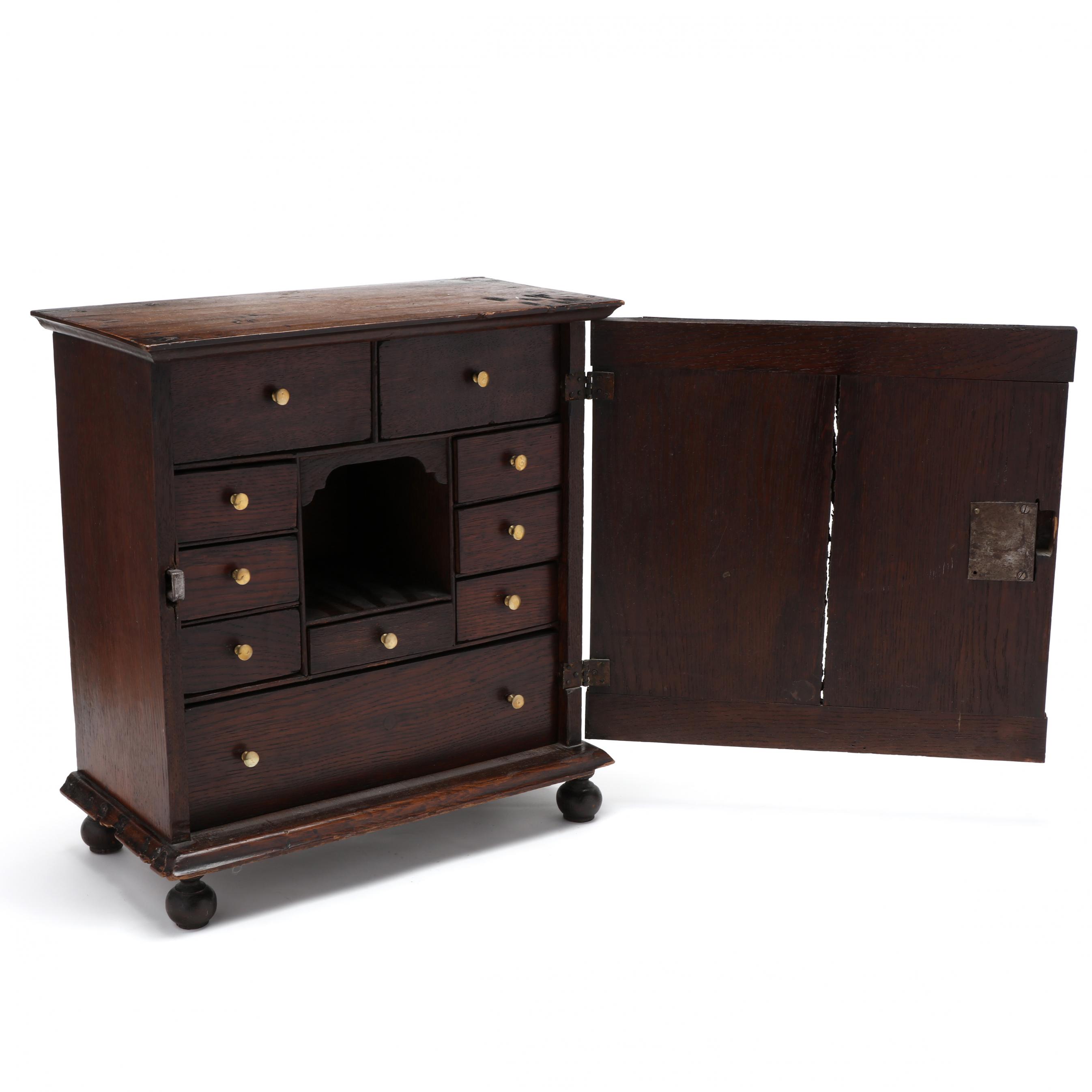 Antique English Inlaid Oak Spice Cabinet (Lot 38 - The Winter Estate  Auction, Featuring Arts of the SouthJan 28, 2021, 10:00am), image size:2692x2692