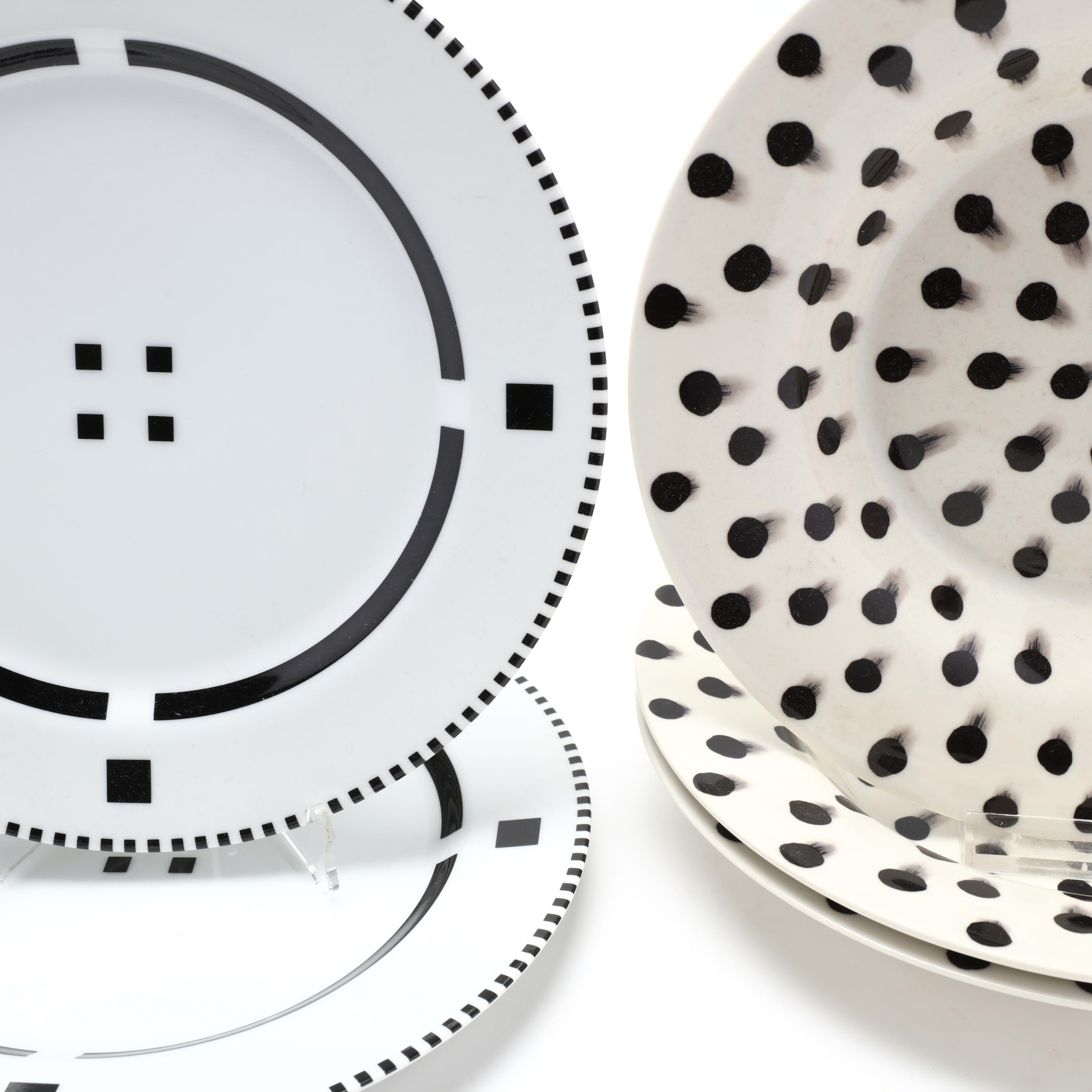 swid powell tuxedo スウィート　パウエル　タキシードシリーズ Grouping of Swid Powell Tuxedo and Dots Porcelain Dinnerware