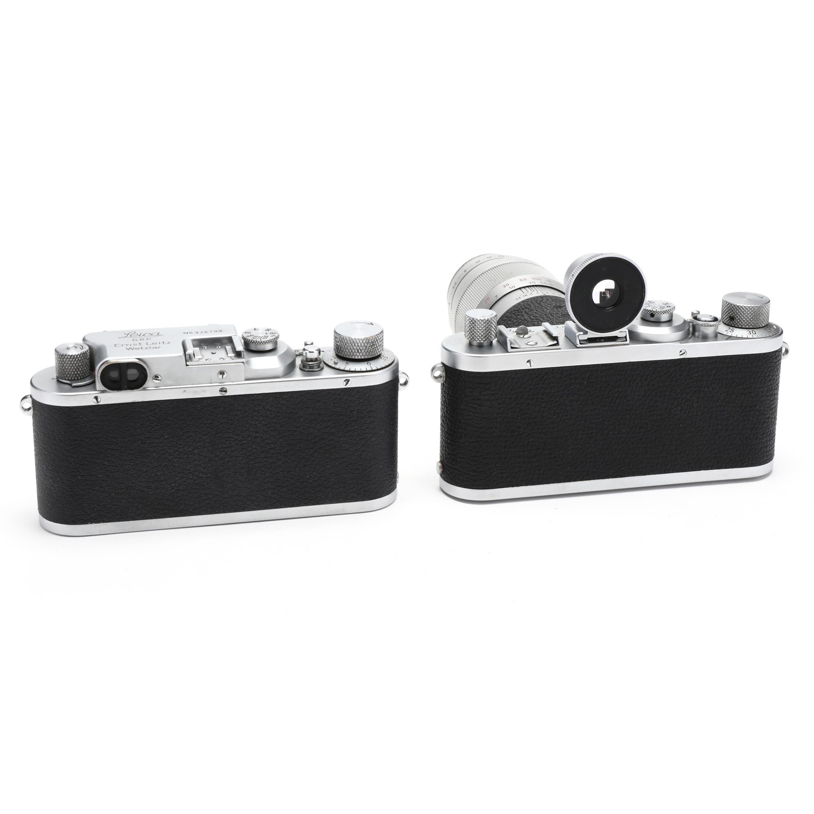 Two Vintage Leica D.R.P. Leitz Wetzlar Rangefinder Cameras With 