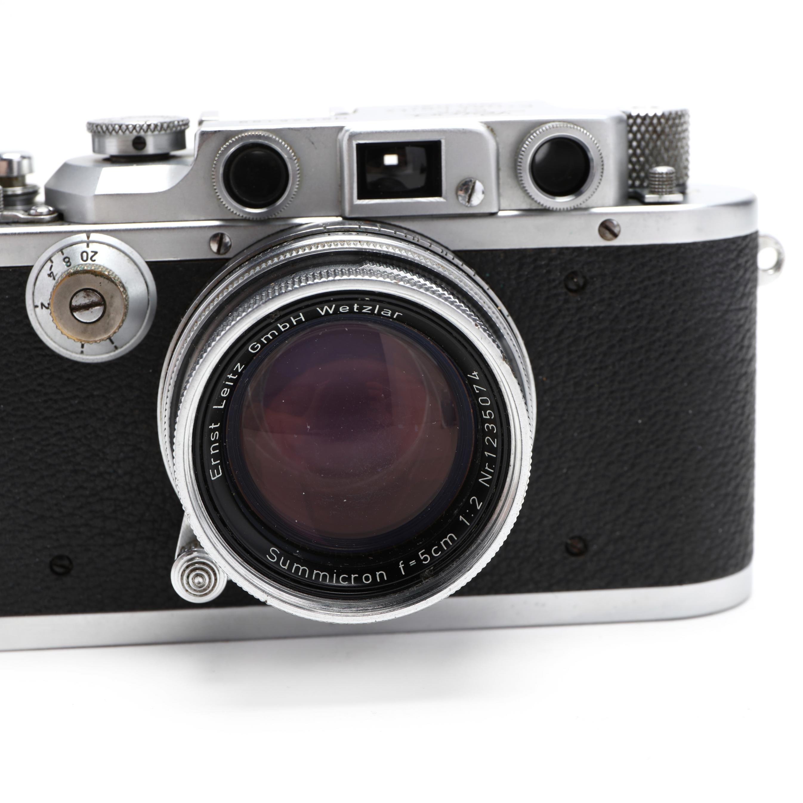 Two Vintage Leica D.R.P. Leitz Wetzlar Rangefinder Cameras With