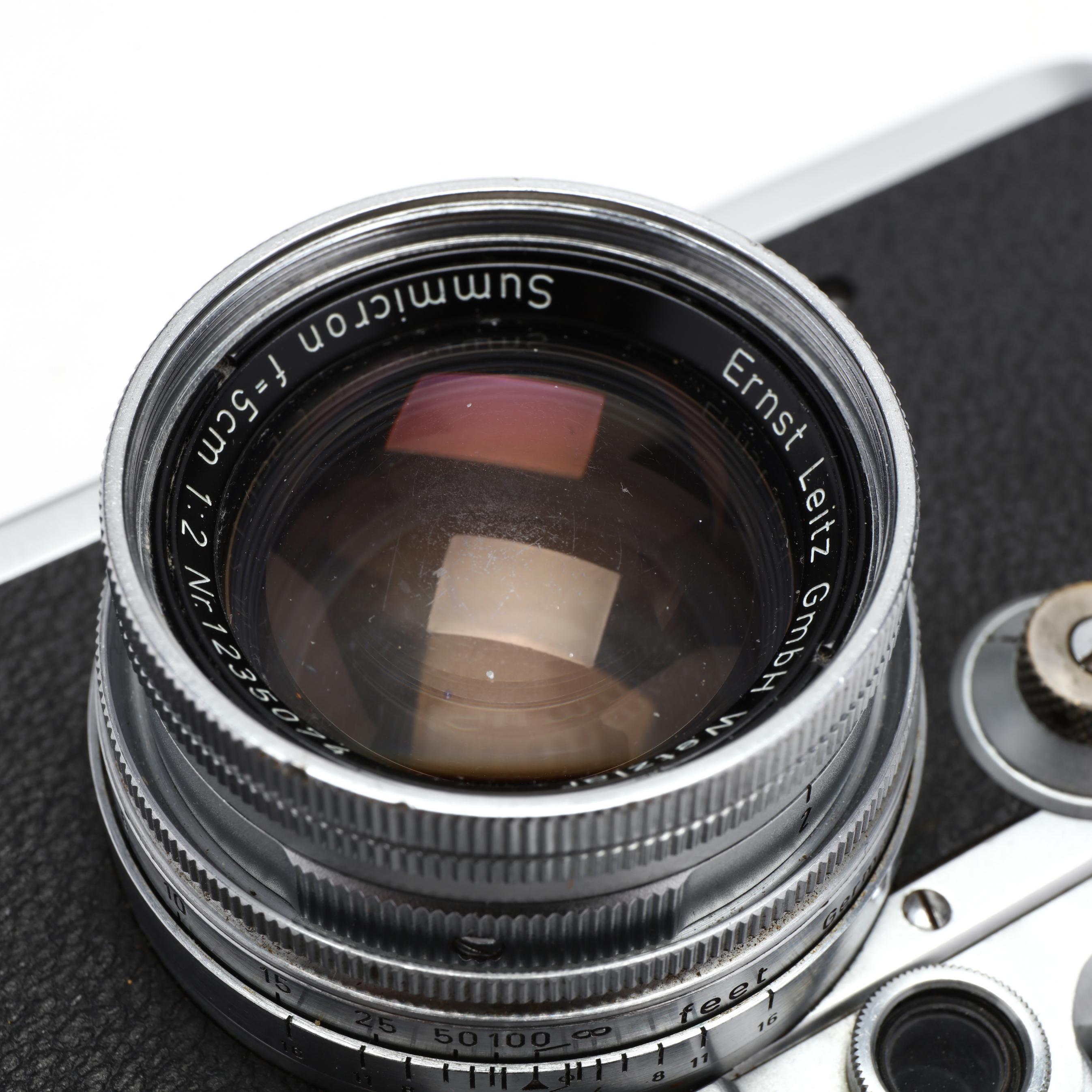 Two Vintage Leica D.R.P. Leitz Wetzlar Rangefinder Cameras With