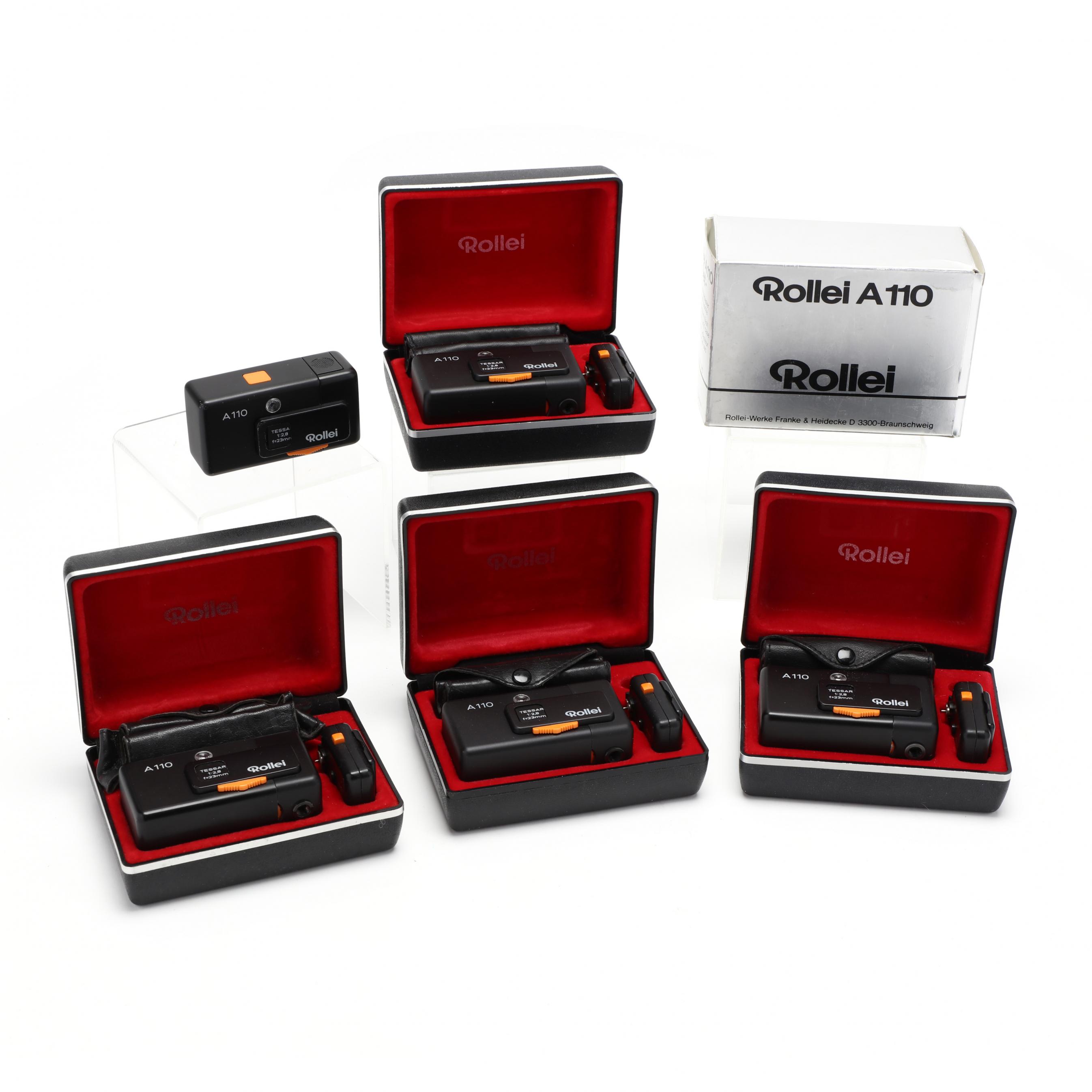 Five Vintage Rollei A110 Compact 35mm Film Cameras (Lot 532 - The