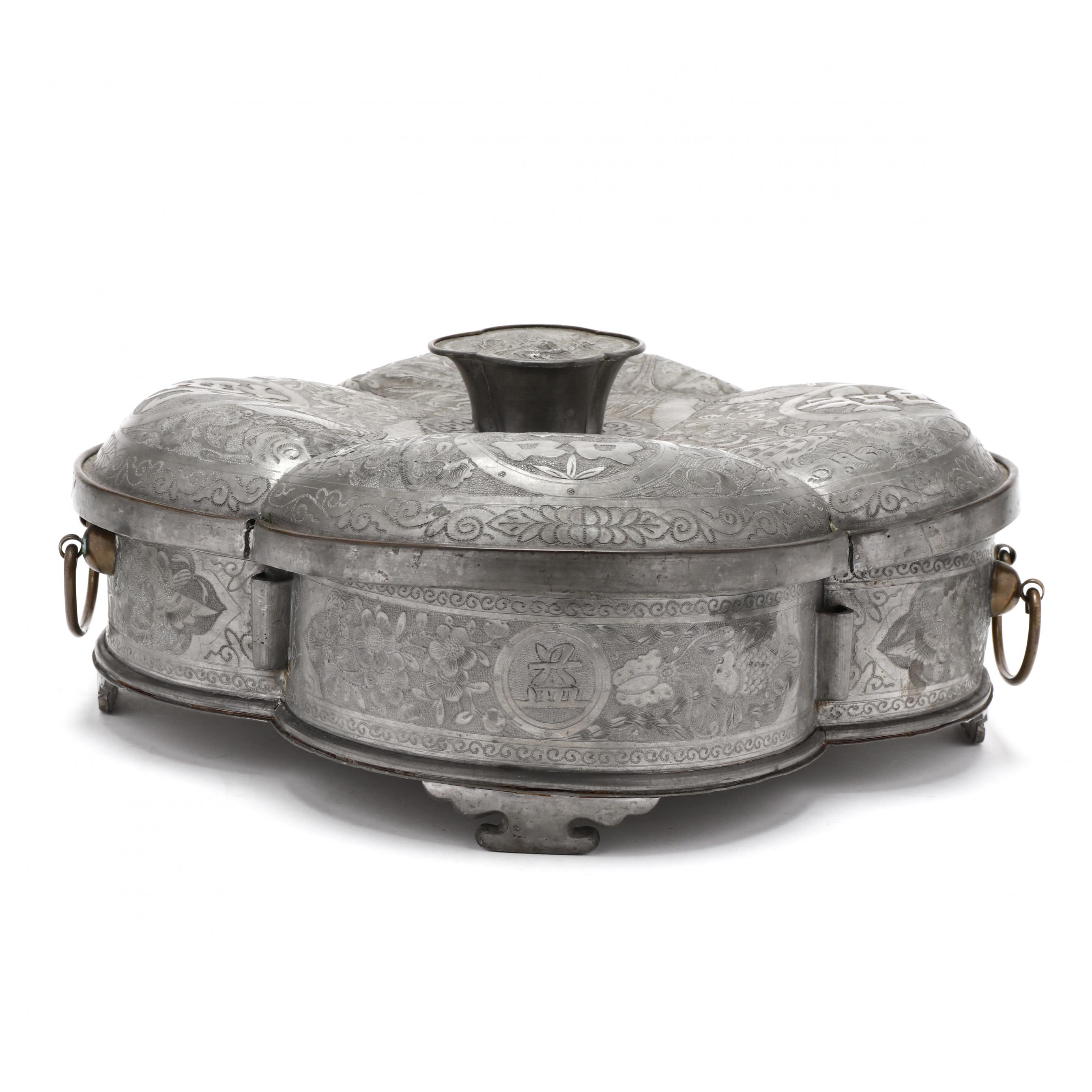A Chinese Pewter Sweetmeat Serving Container (Lot 295 - The