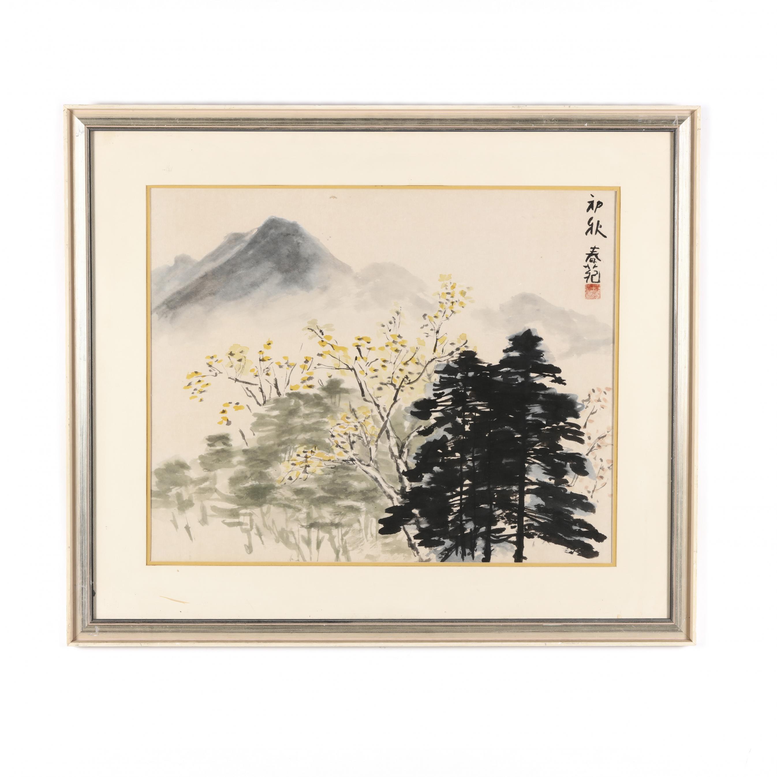A Chinese Watercolor Painting of Spring Landscape (Lot 21