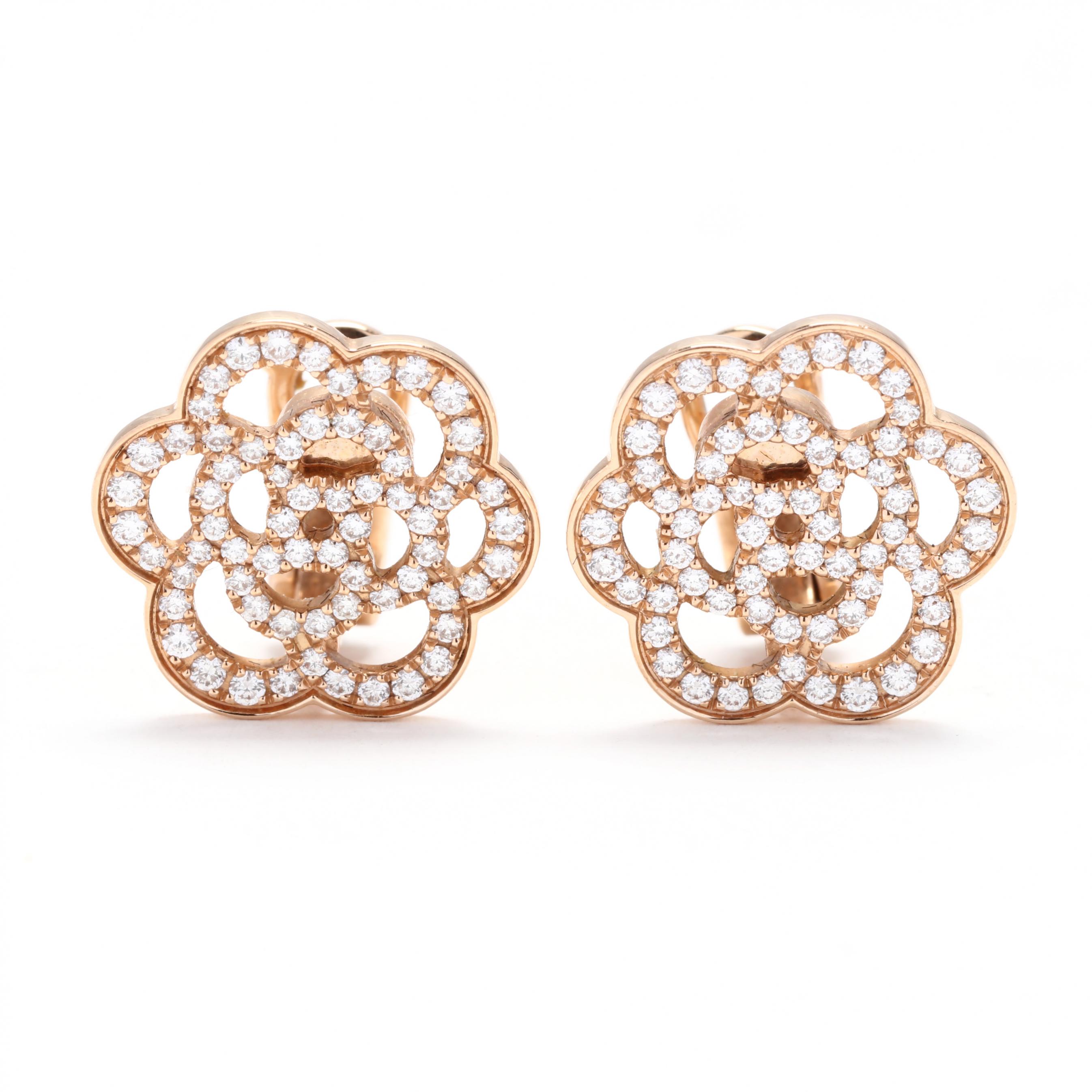 18KT Rose Gold and Diamond Camélia Earrings, Chanel (Lot 119 - The  Signature Summer AuctionJun 12, 2021, 9:00am)