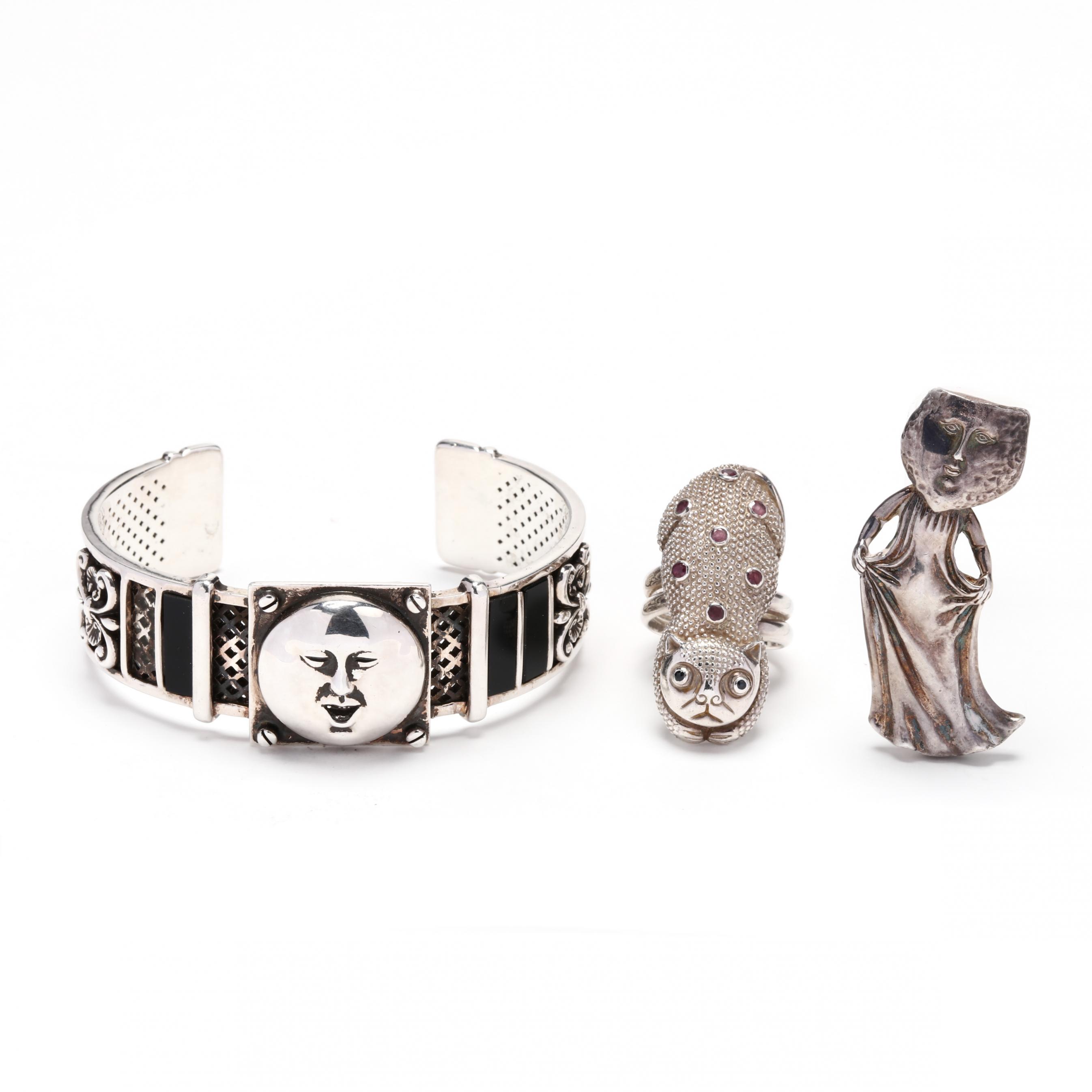 Three Jewelry Items Sergio Bustamante Lot 2146 July Estate
